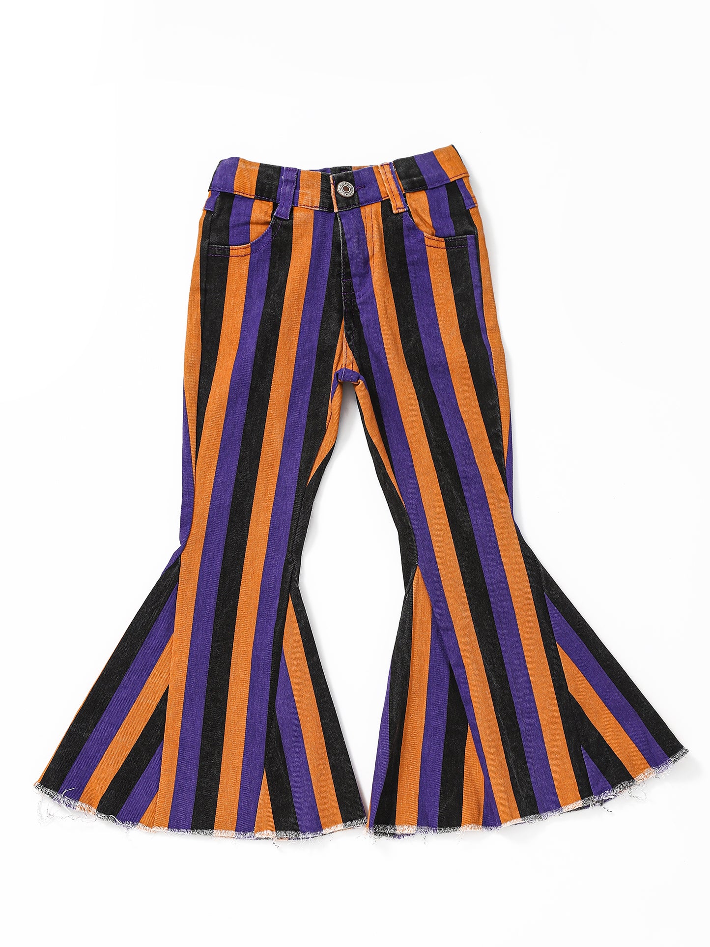 Orange Purple Stripe Girls Halloween Flare Jeans