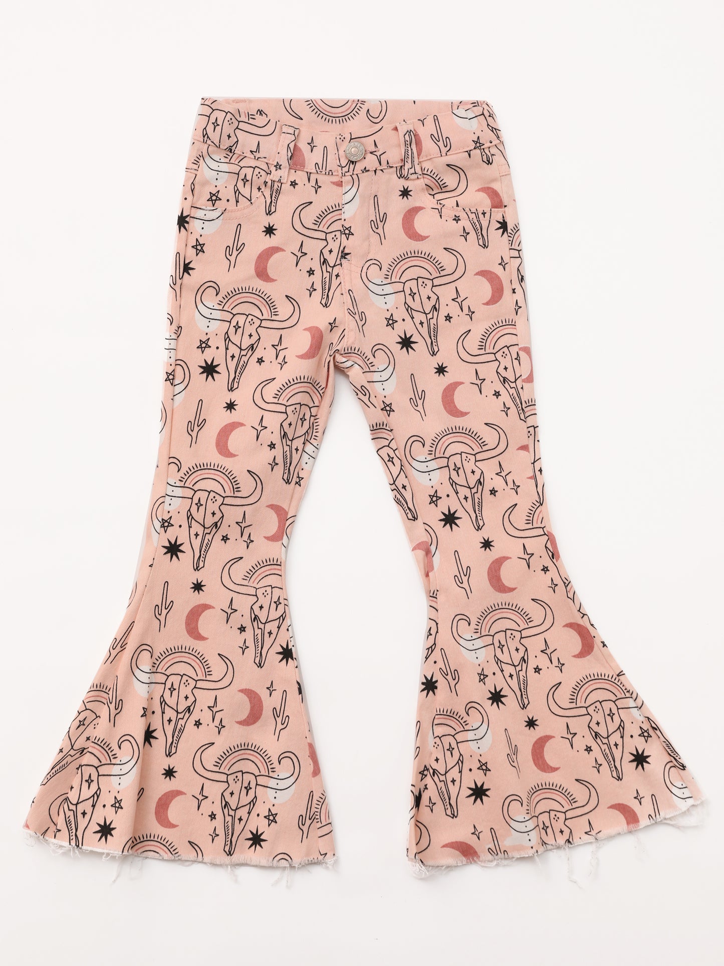 Kids Cows Cactus Print Flare Jeans