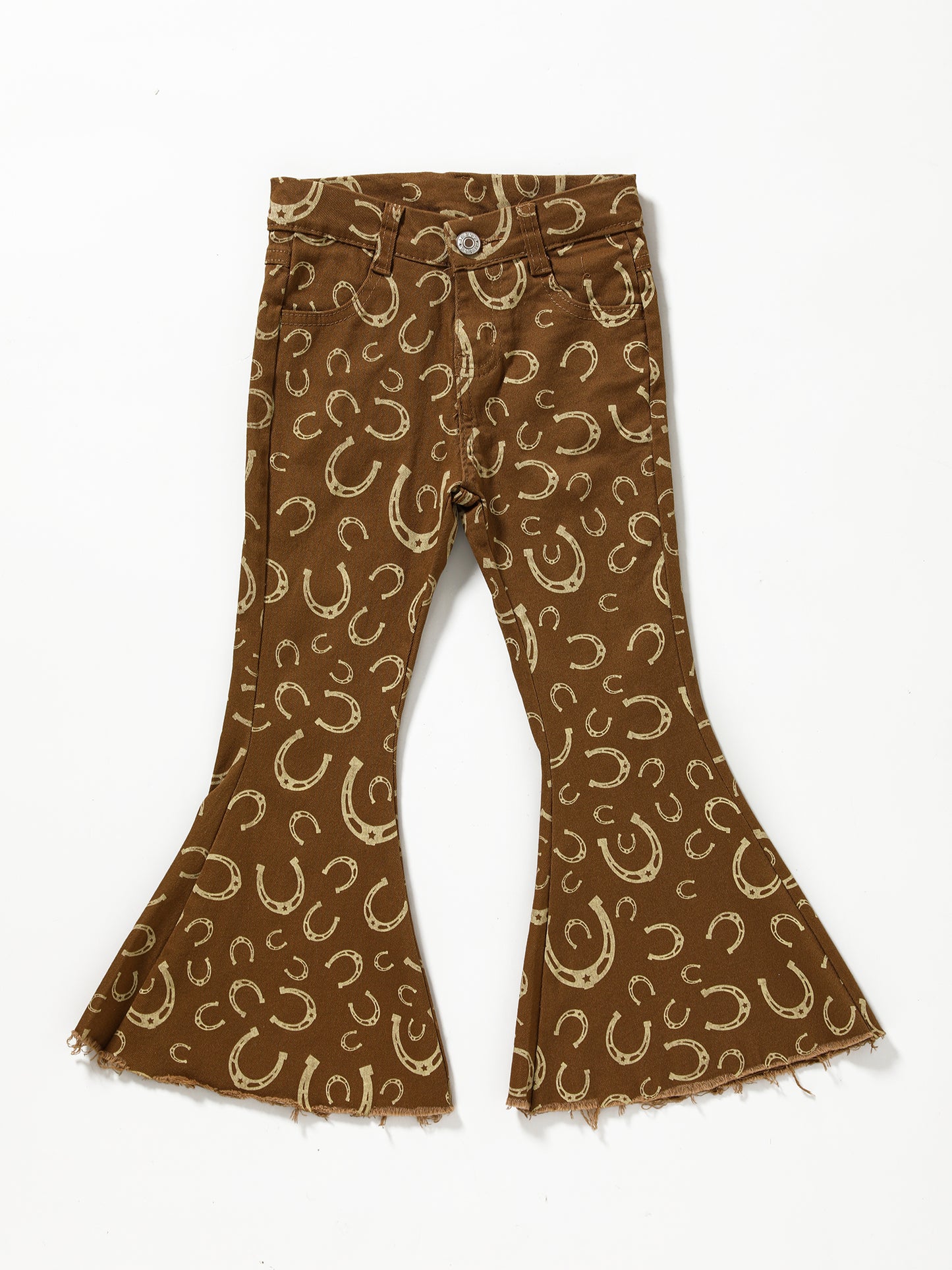 Brown Western Girls Flare Jeans