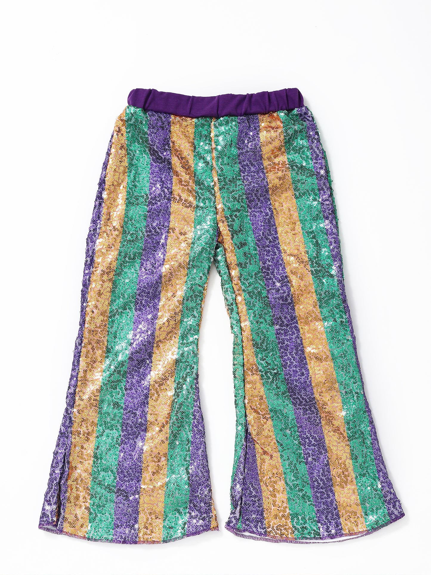 Girls Stripe Mardi Gras Sequin Pants