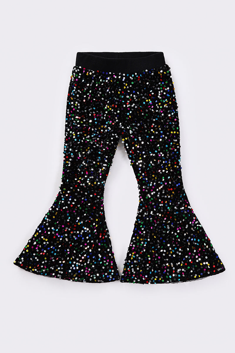 Girls Multi Colors Sequin Flare Pants