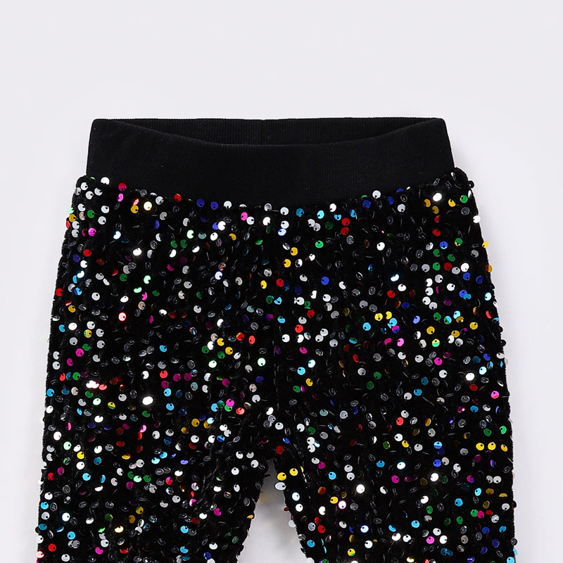 Girls Multi Colors Sequin Flare Pants