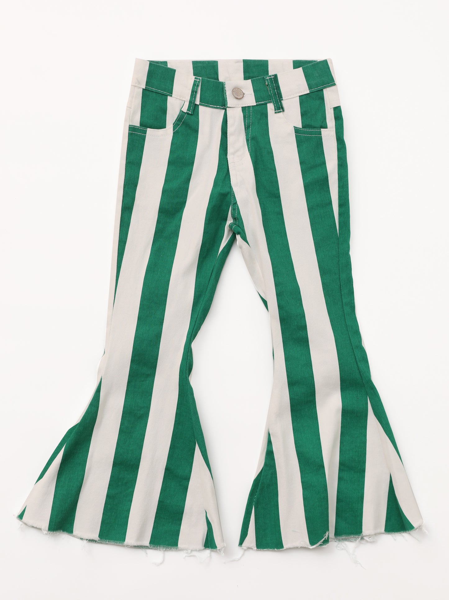 Baby Girls Green Stripe Flare Jeans