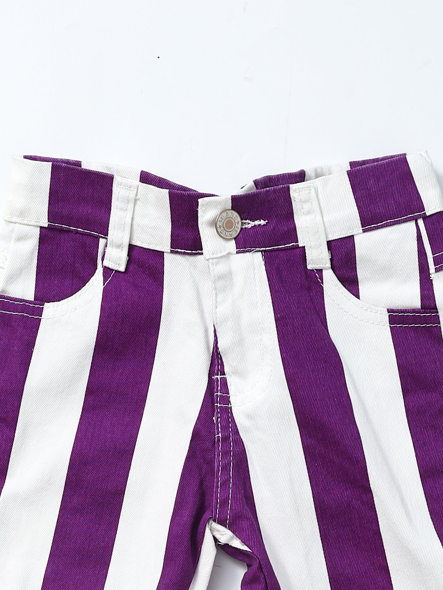 Purple Stripe Baby Girls Flare Jeans