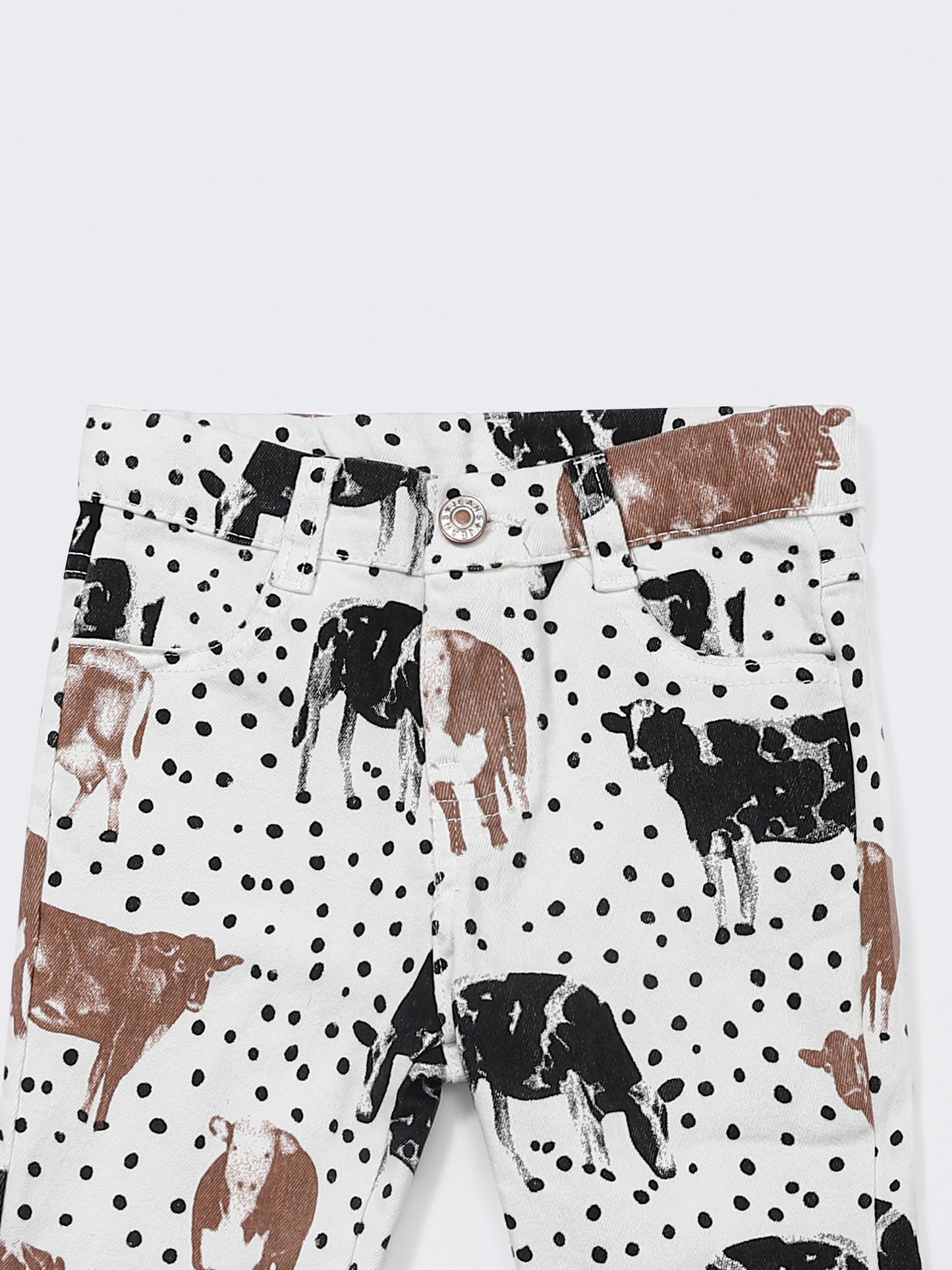 Kids Girls Cows Print Jeans