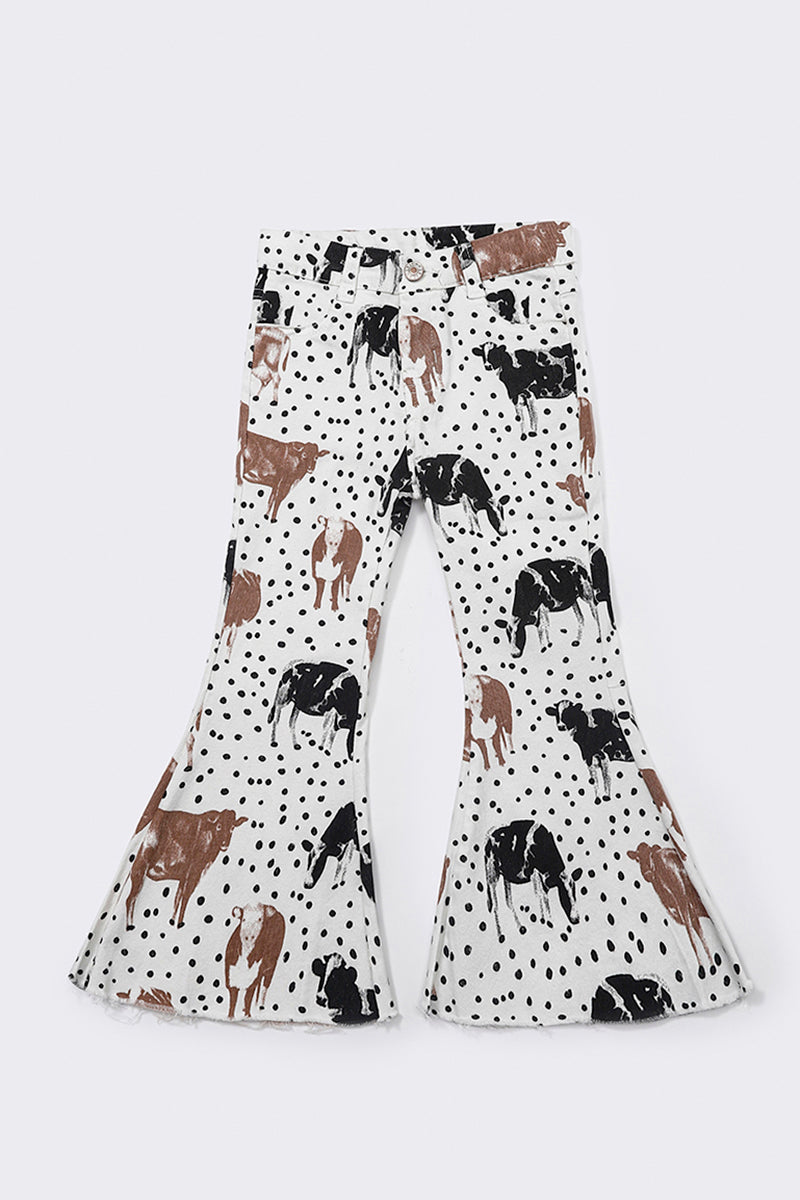 Kids Girls Cows Print Jeans