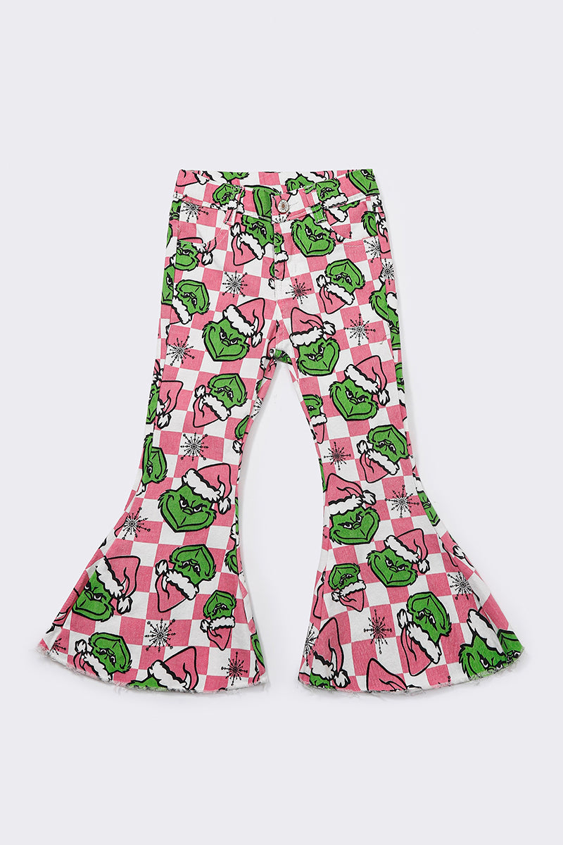 Girls Checkered Character Christmas Jeans