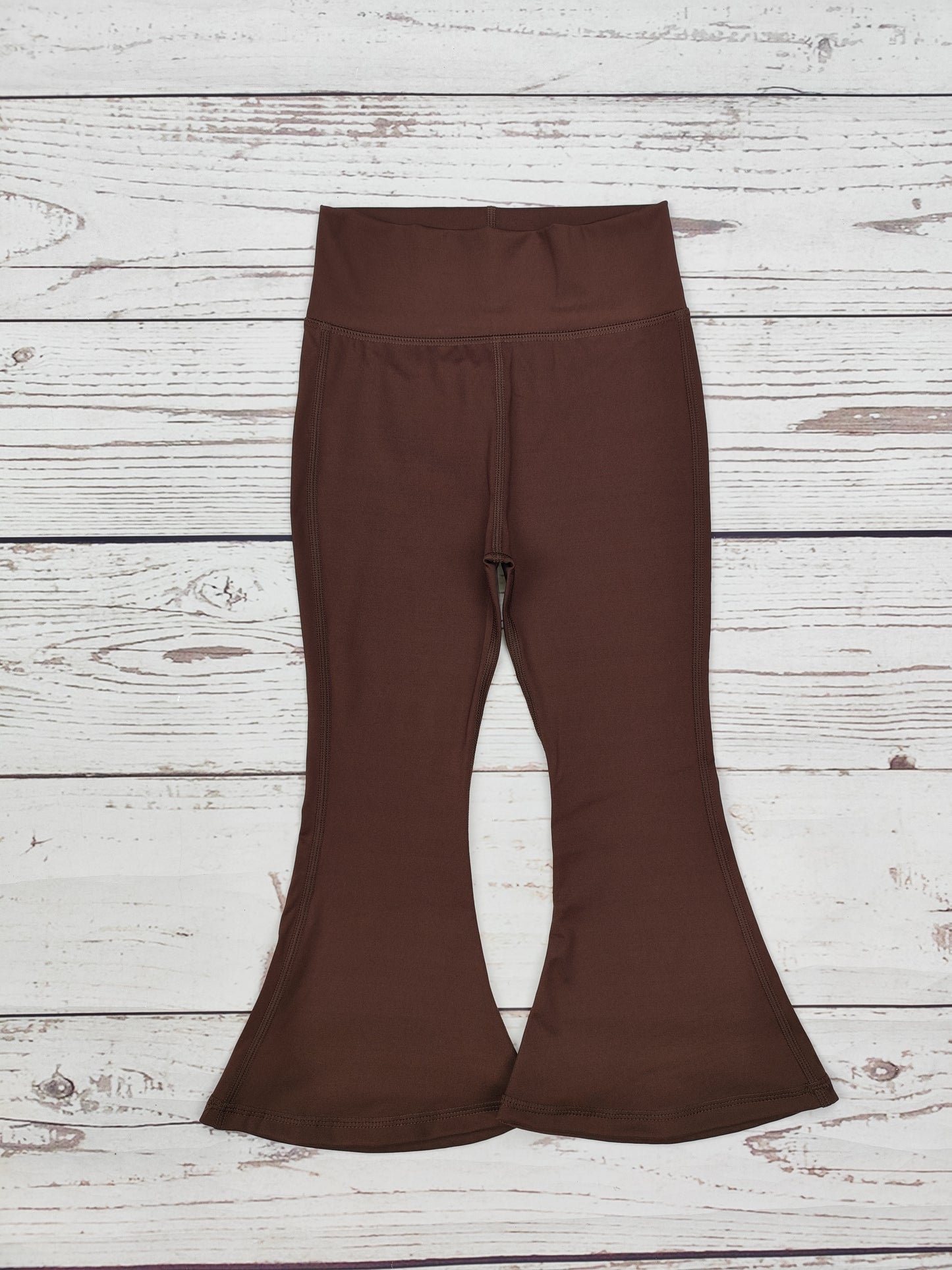 Kids Girls High Waist Flare Brown Yoga Pants