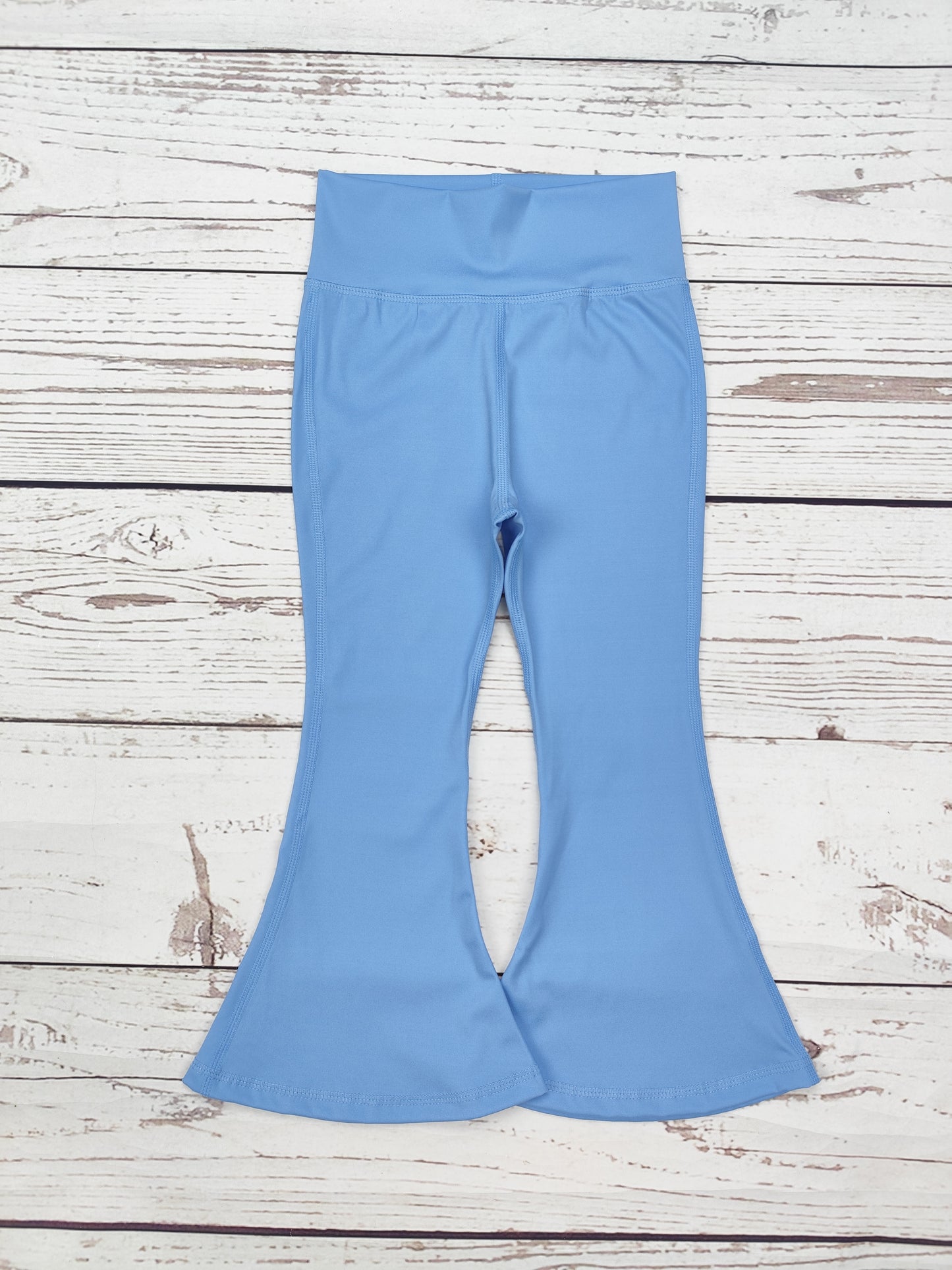 Kids Girls High Waist Blue Flare Yoga Pants