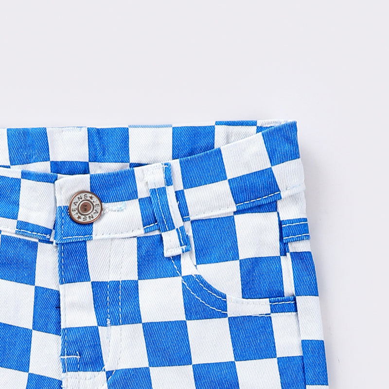 Baby Girls Blue Checkered Flare Jeans