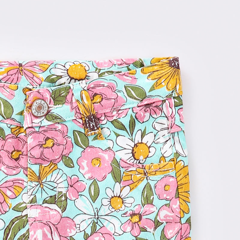 Baby Girls Flower Print Denim Jeans