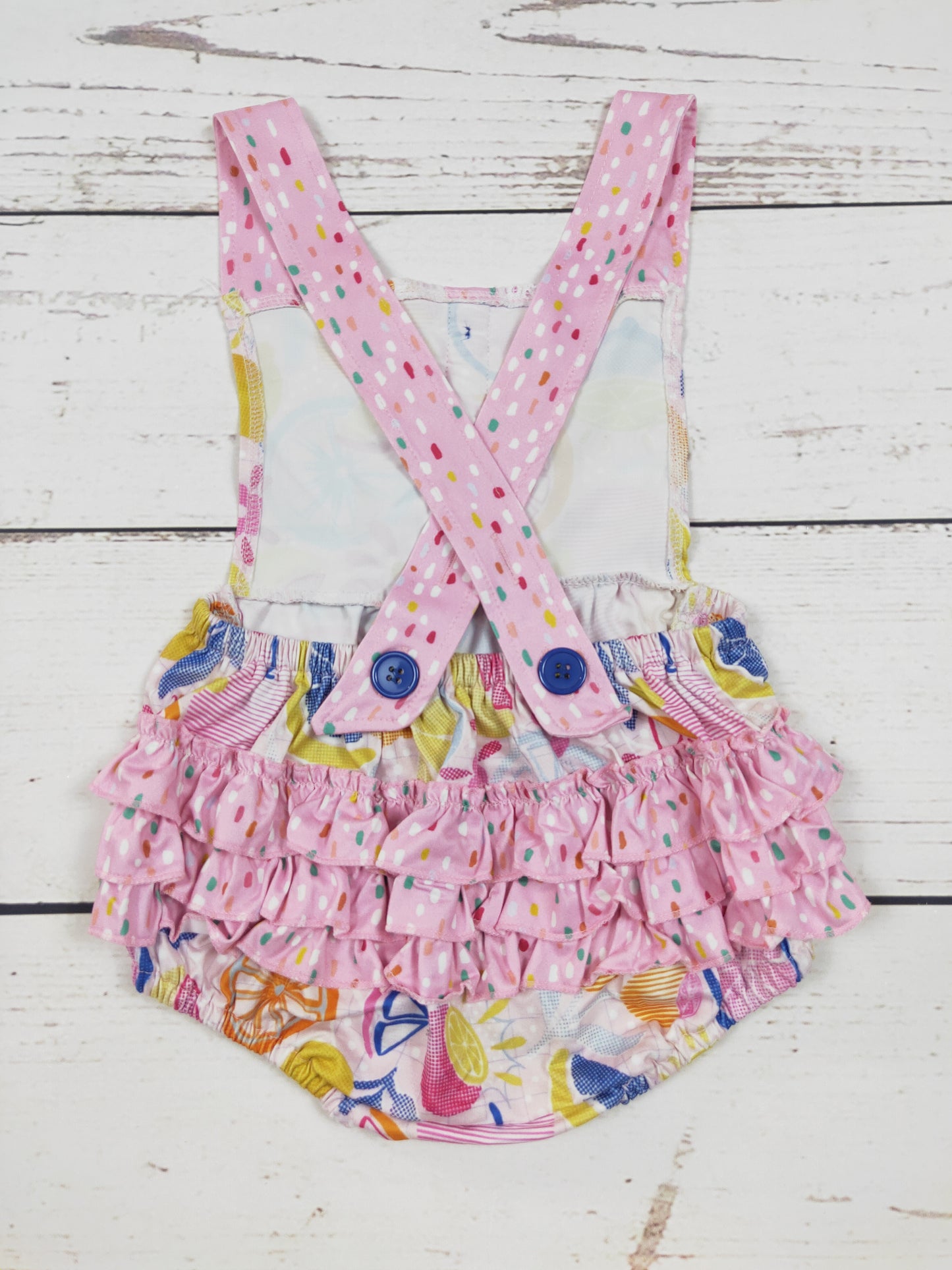 Lemon Printed Pink Baby Summer Bubble