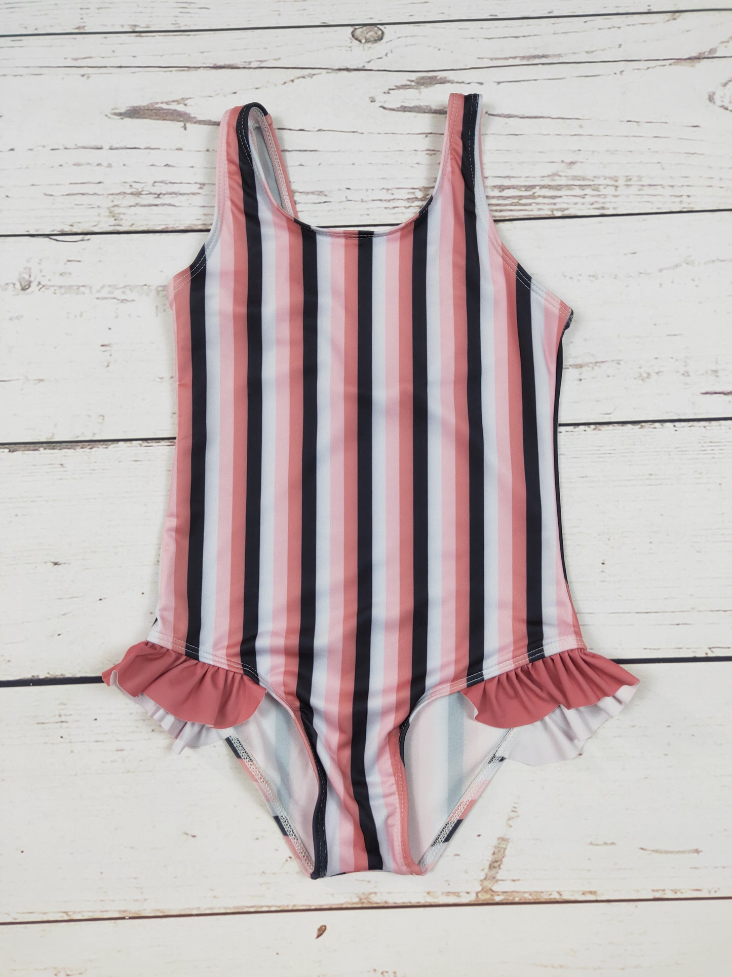 Stripe One Piece Girls Summer Swimsuit