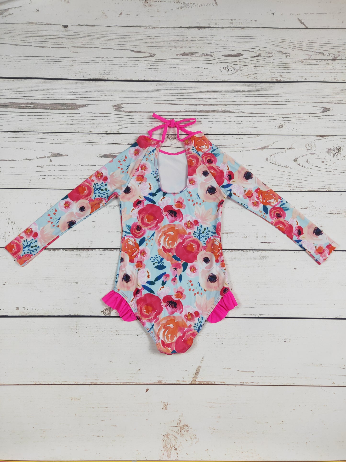Flower One Piece Girls Summer Swimsuit