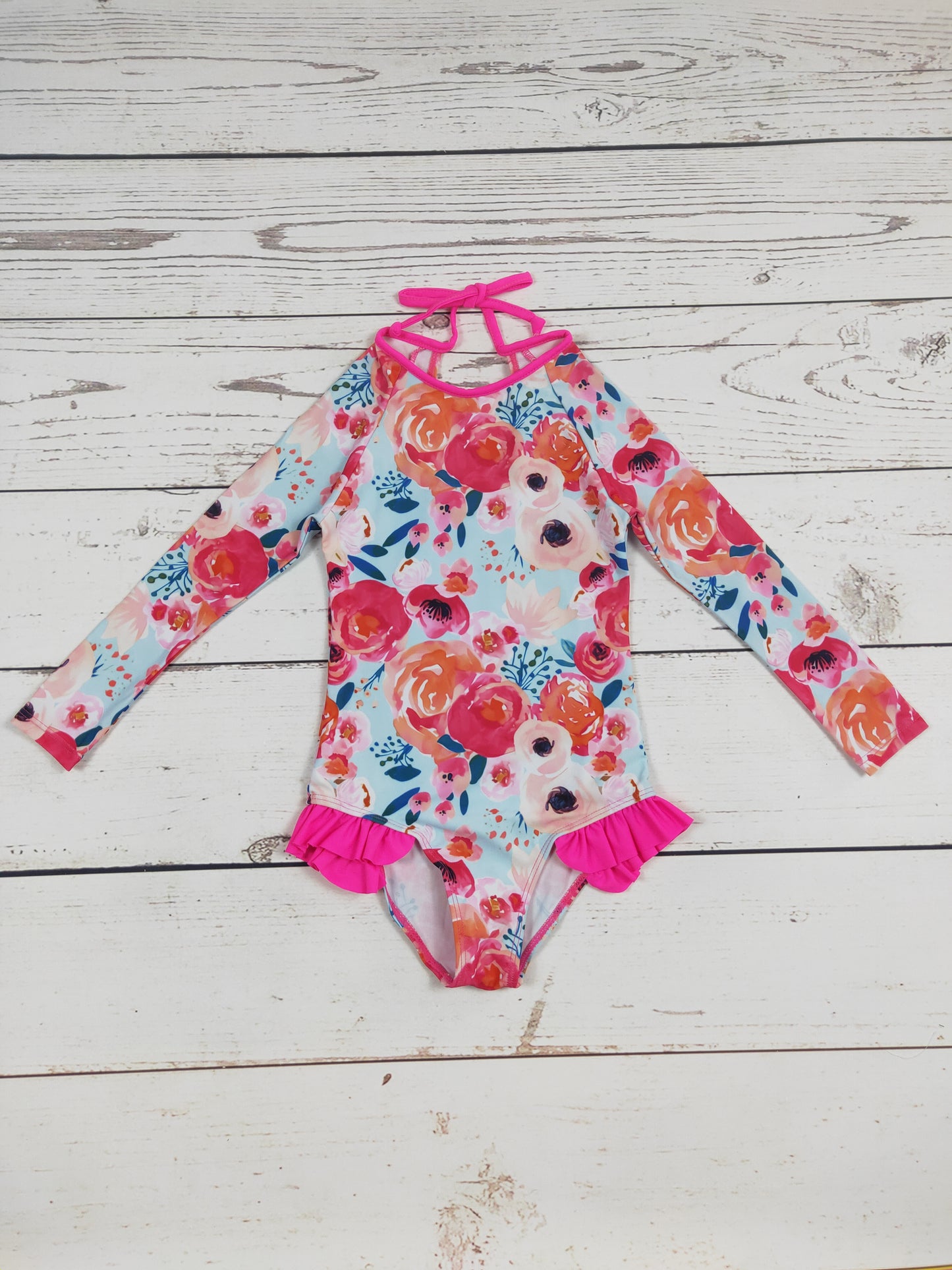 Flower One Piece Girls Summer Swimsuit