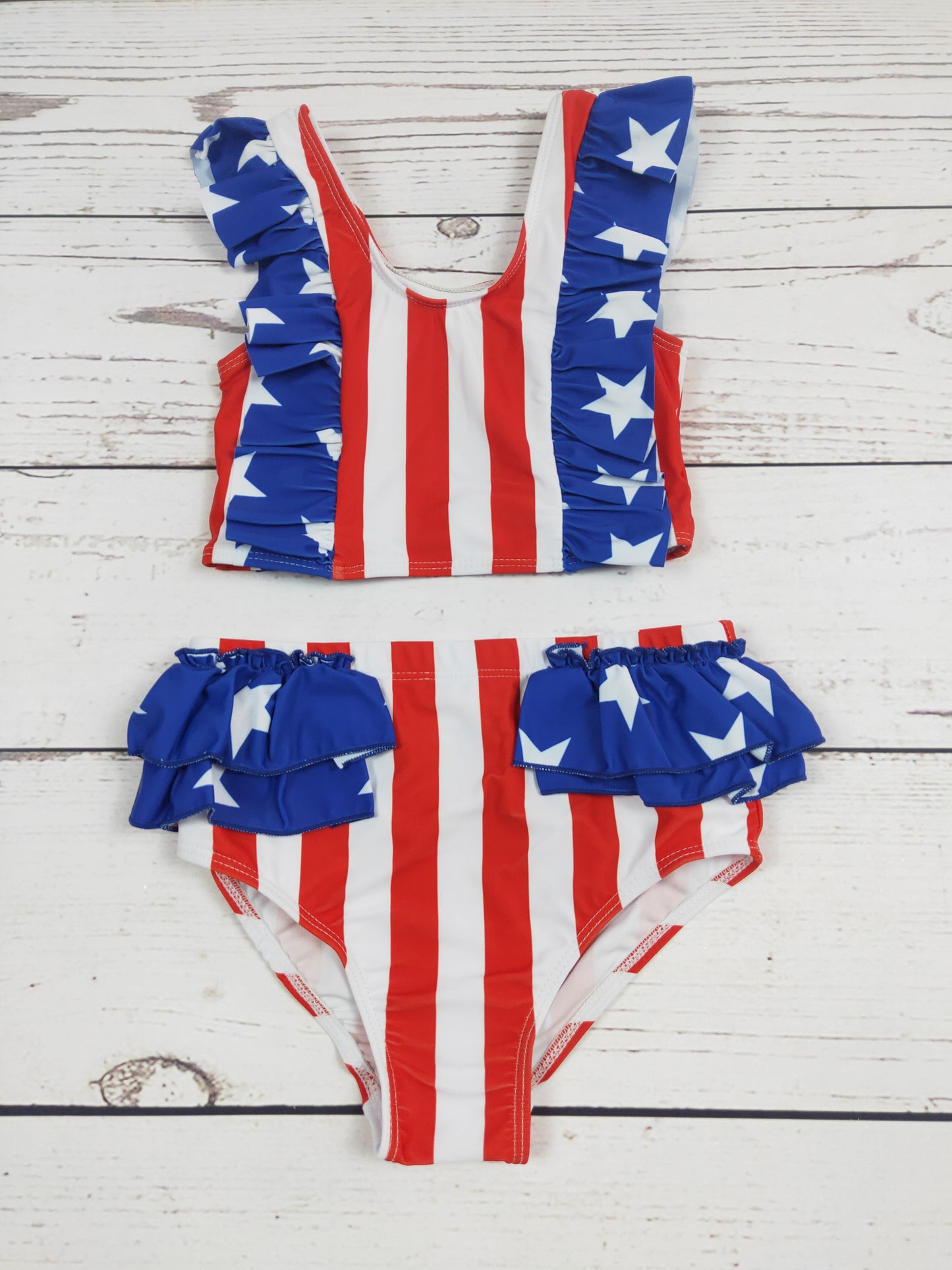 Stars Stripe Patriotic Two Piece Girls Swim Set