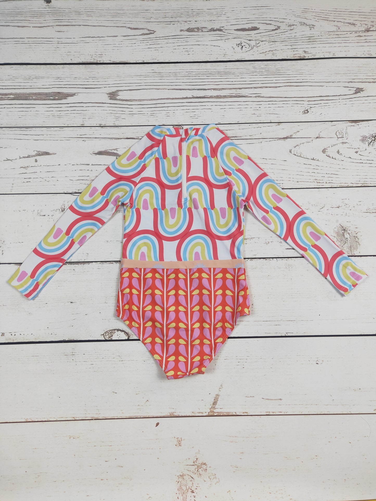 Rainbow Printed One Piece Girls Summer Swim Set