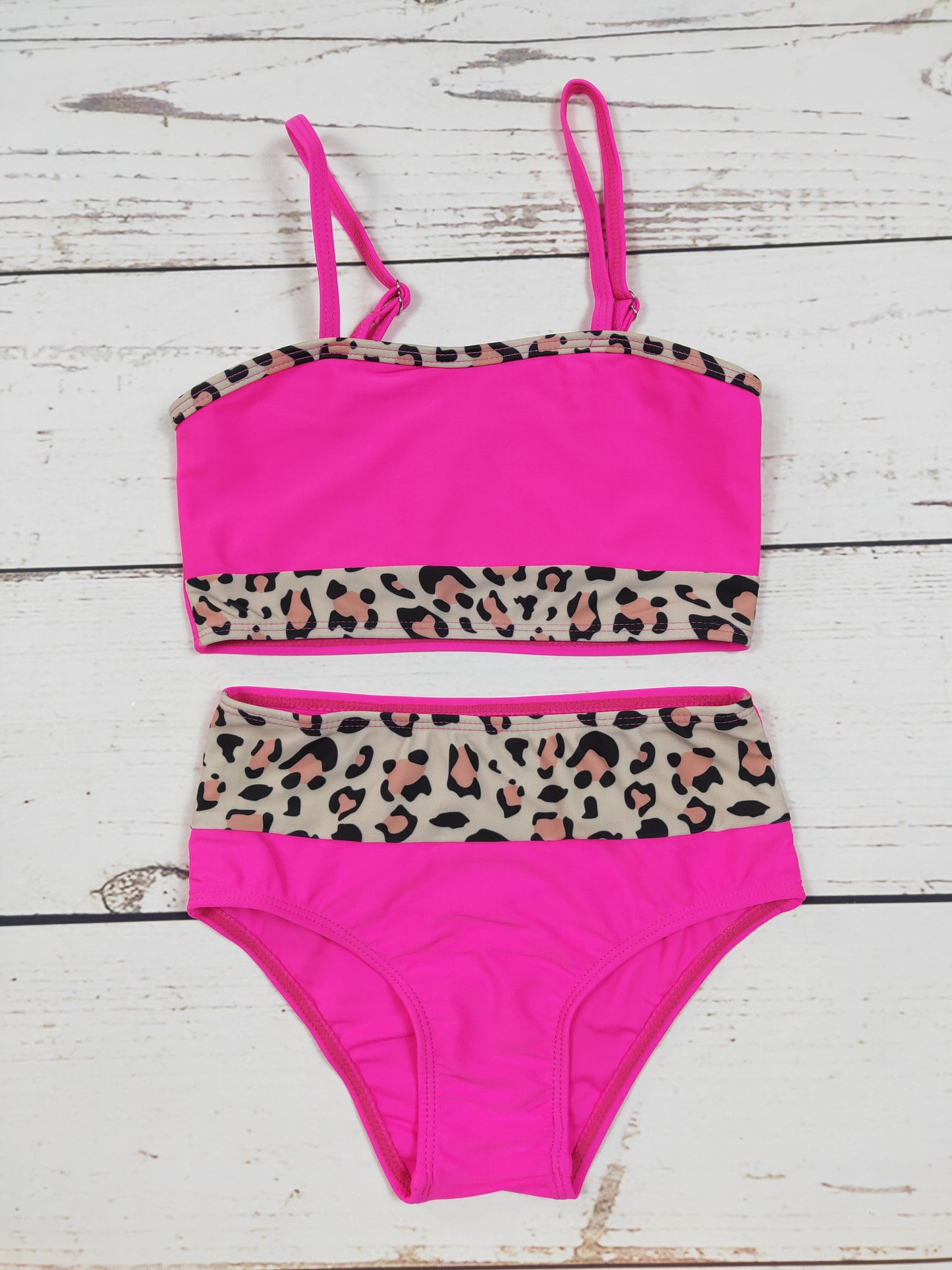 Cheetah Two Piece Girls Summer Swim Set