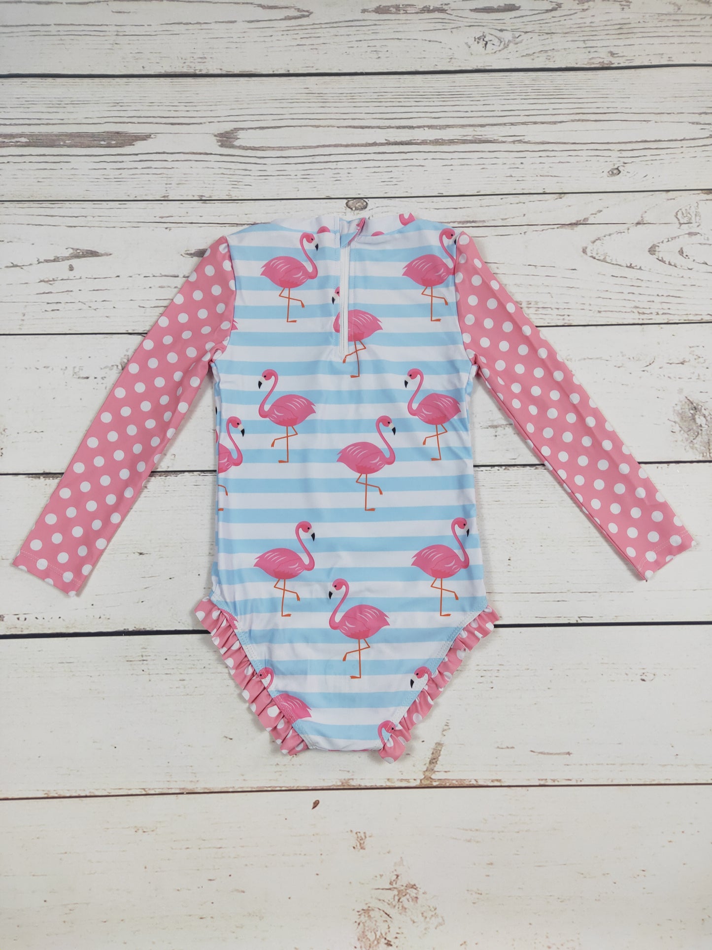 Flamingo Printed One Piece Girls Summer Swimwear