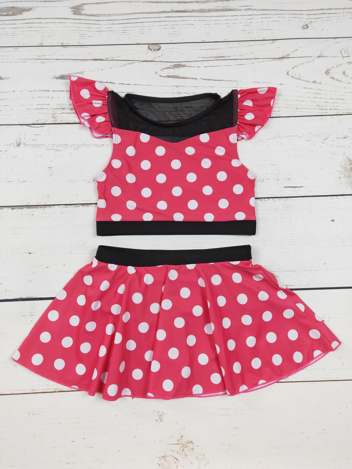Polka Dots Printed Two Piece Cute Girls Summer Swimwear