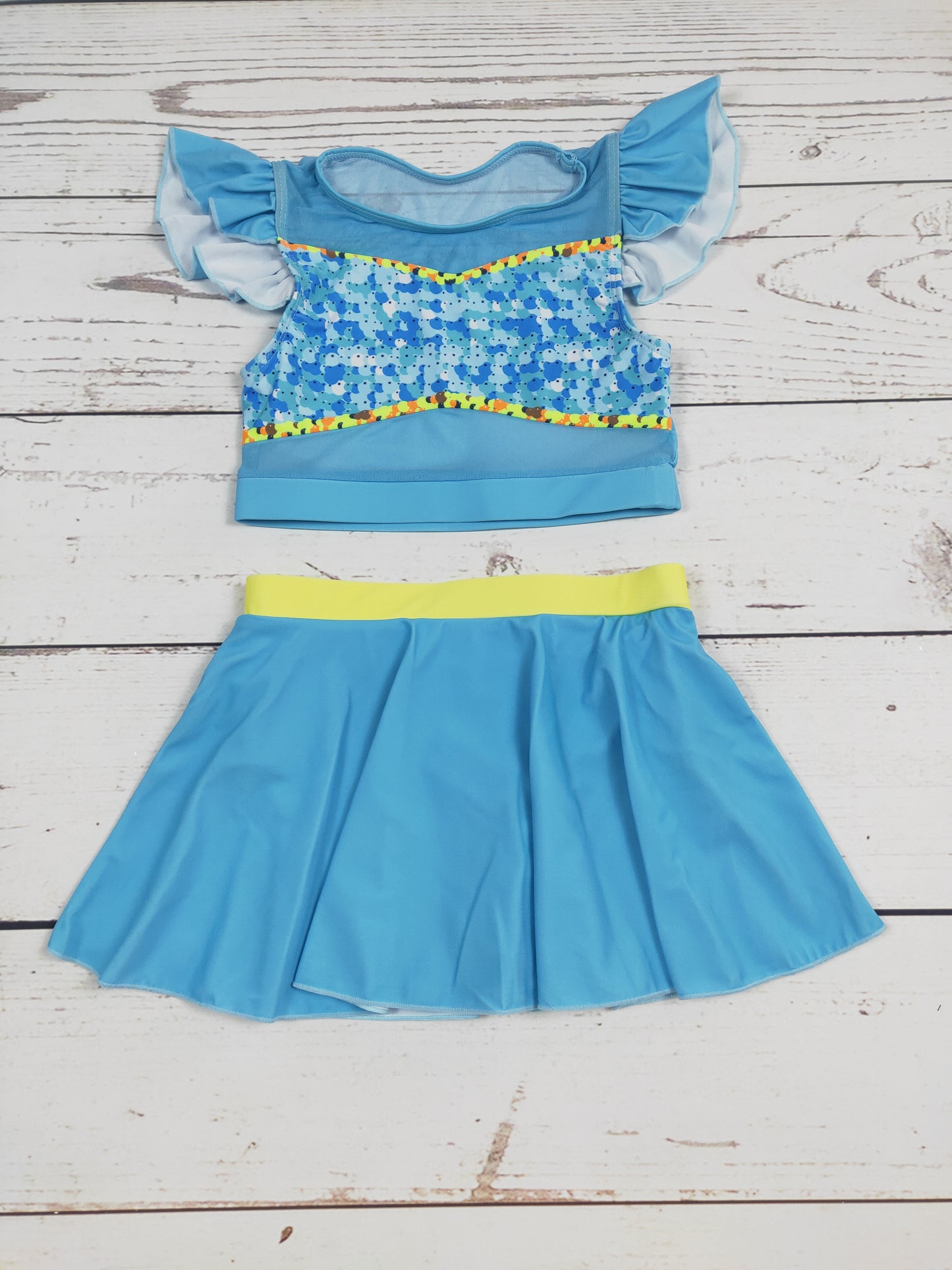 Blue Two Piece Cute Girls Summer Swimwear