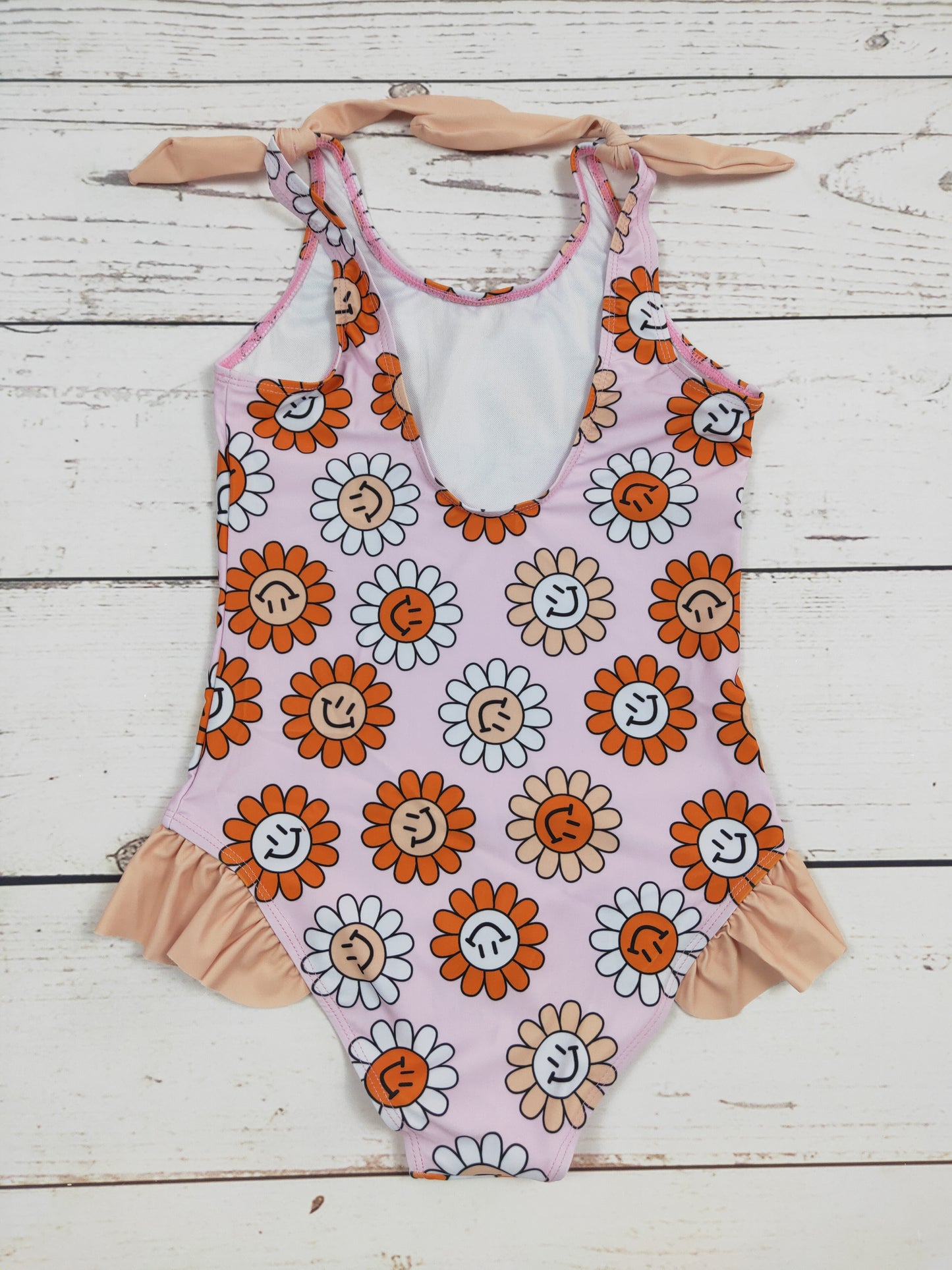 Sun Flower Printed One Piece Girls Summer Swimwear