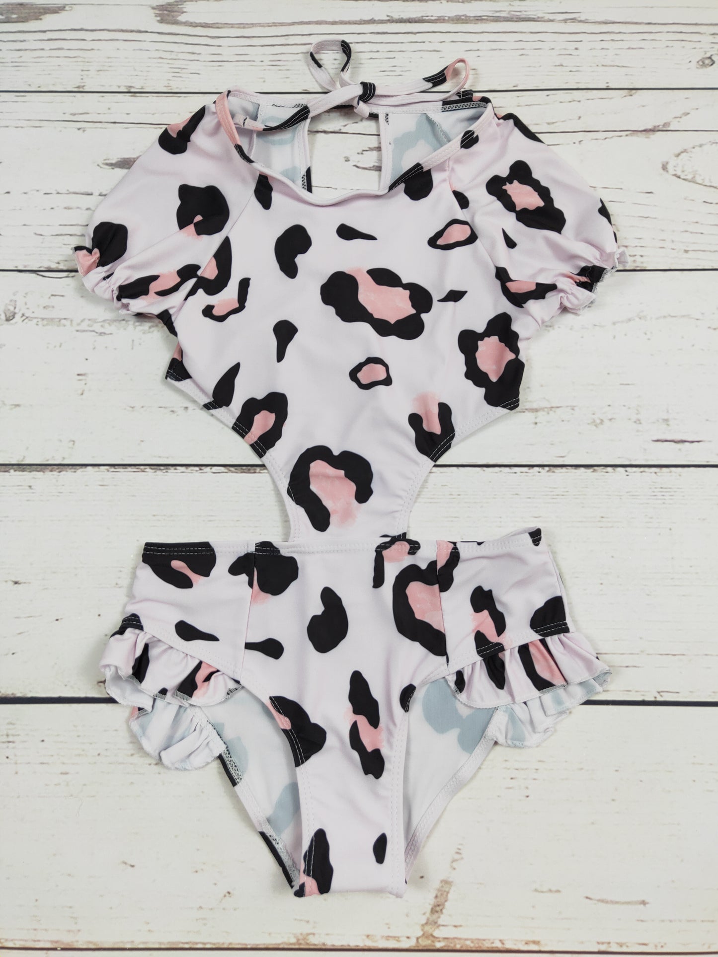 Cheetah Printed One Piece Girls Summer Swimwear
