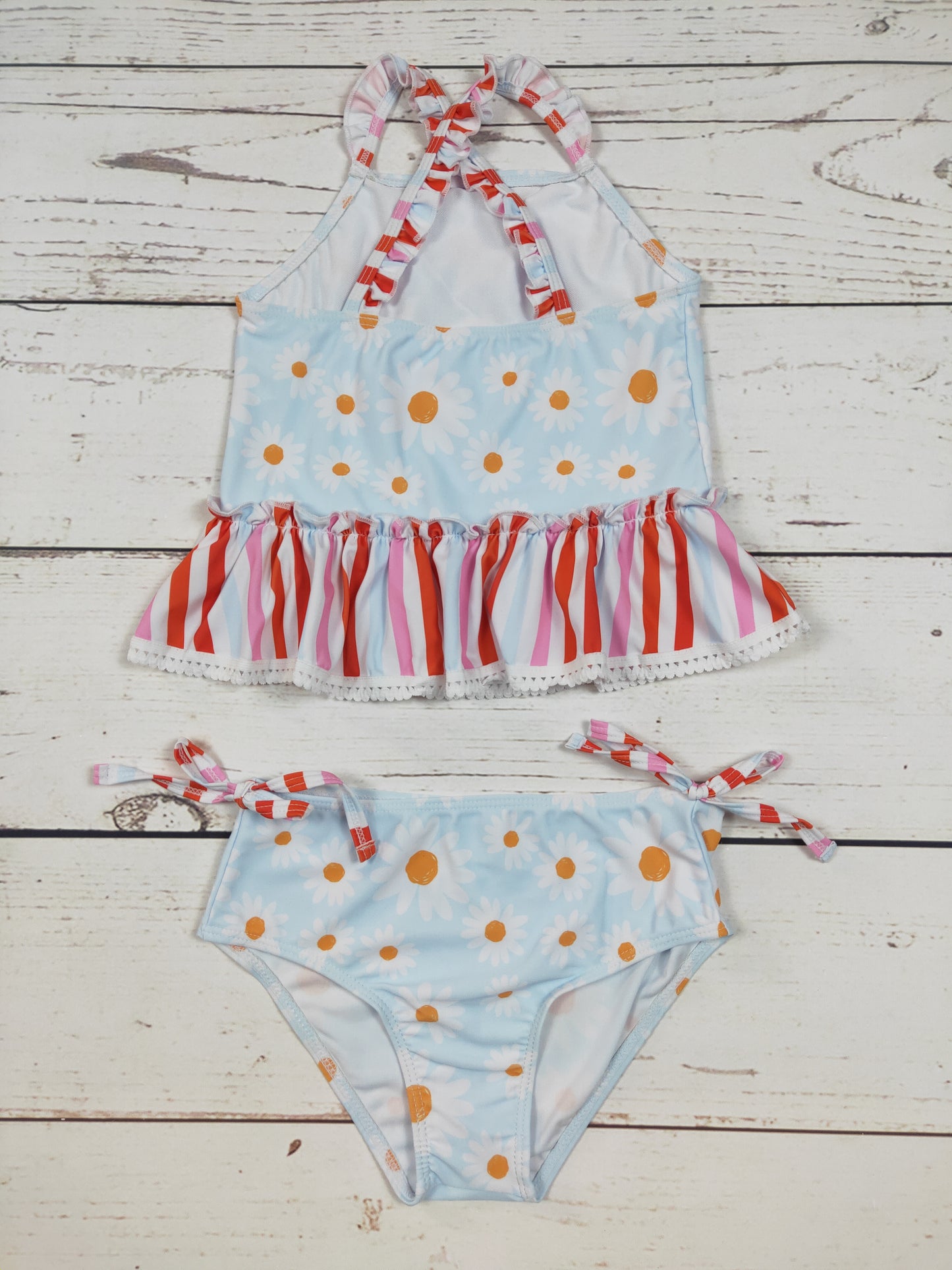 Daisy Printed Two Piece Girls Summer Swim Set