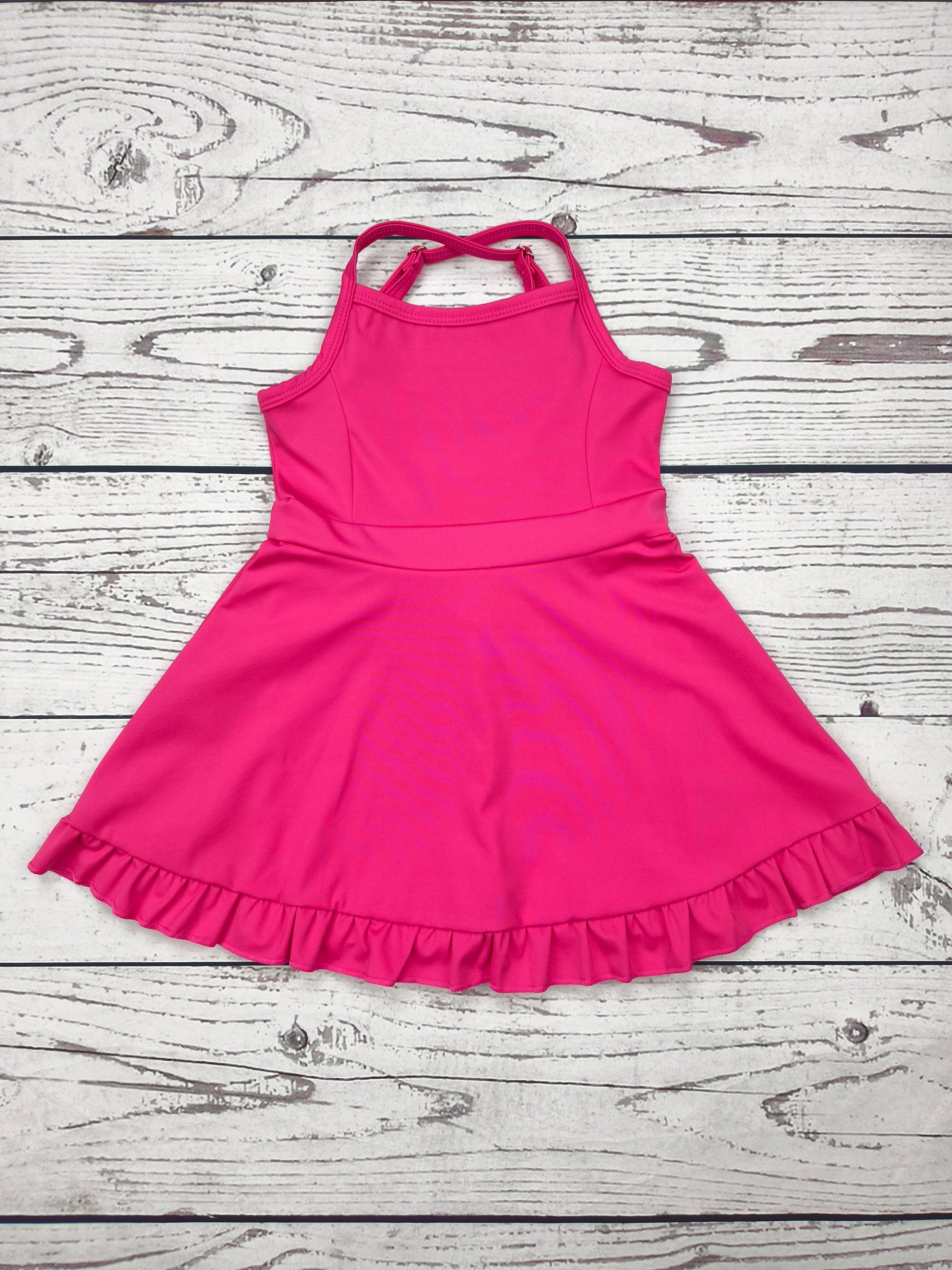Hot Pink Girls Athletic Dress with Ruffle – Sassy kids palace