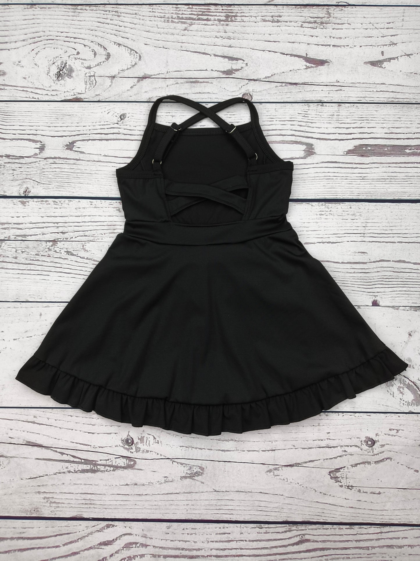 Black Girls Athletic Dress with Ruffle
