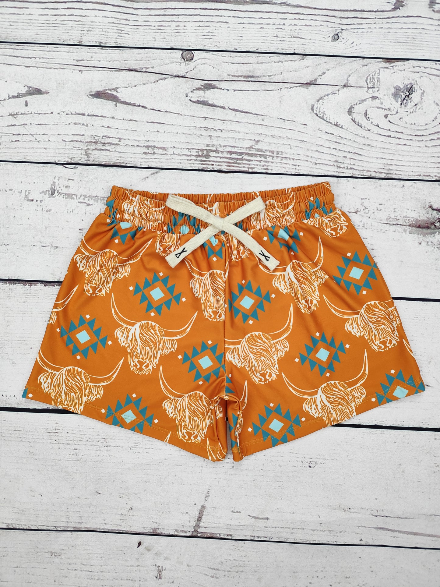Western Boy Cow Printed Boardshorts