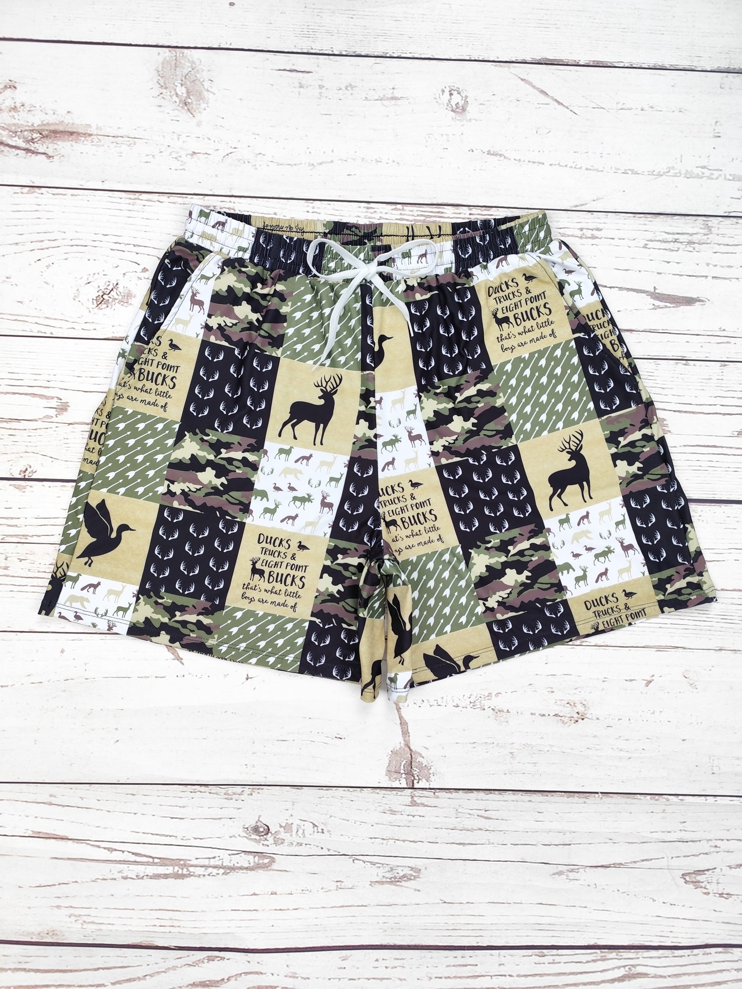 Ducks Print Men Beach Shorts with Pockets