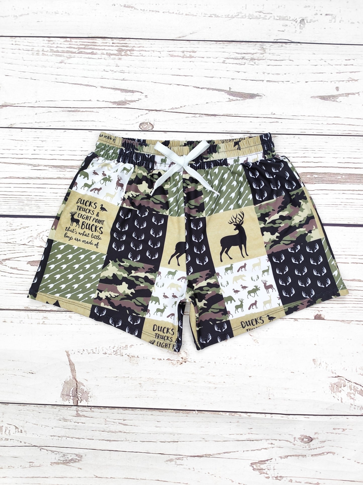 Boys Camouflage Deer Printed Swim Shorts