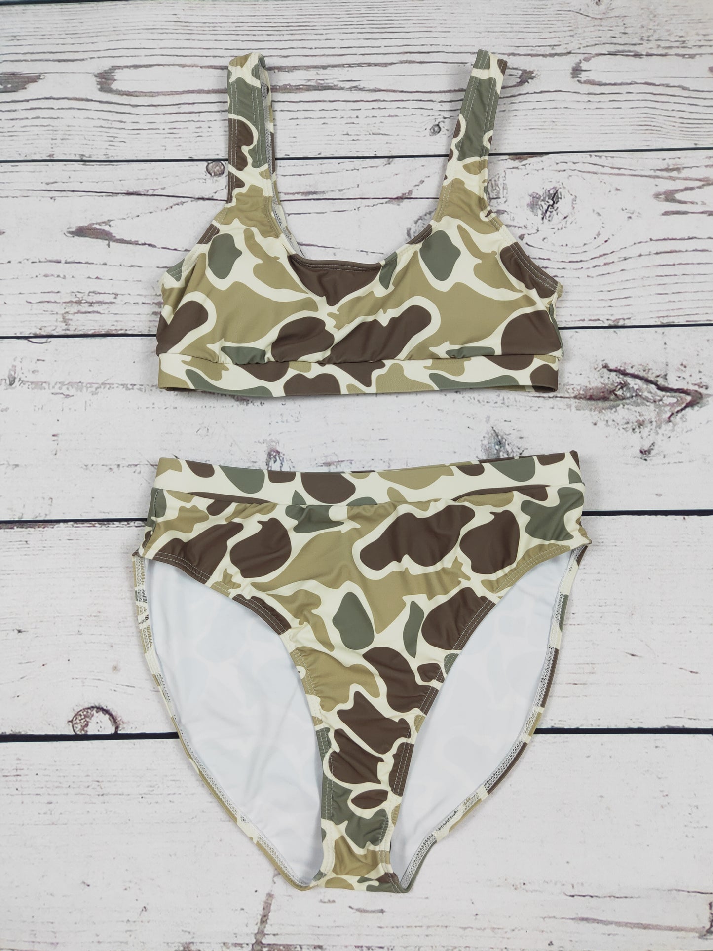 Vintage Camouflage Women Two Piece Swim Set