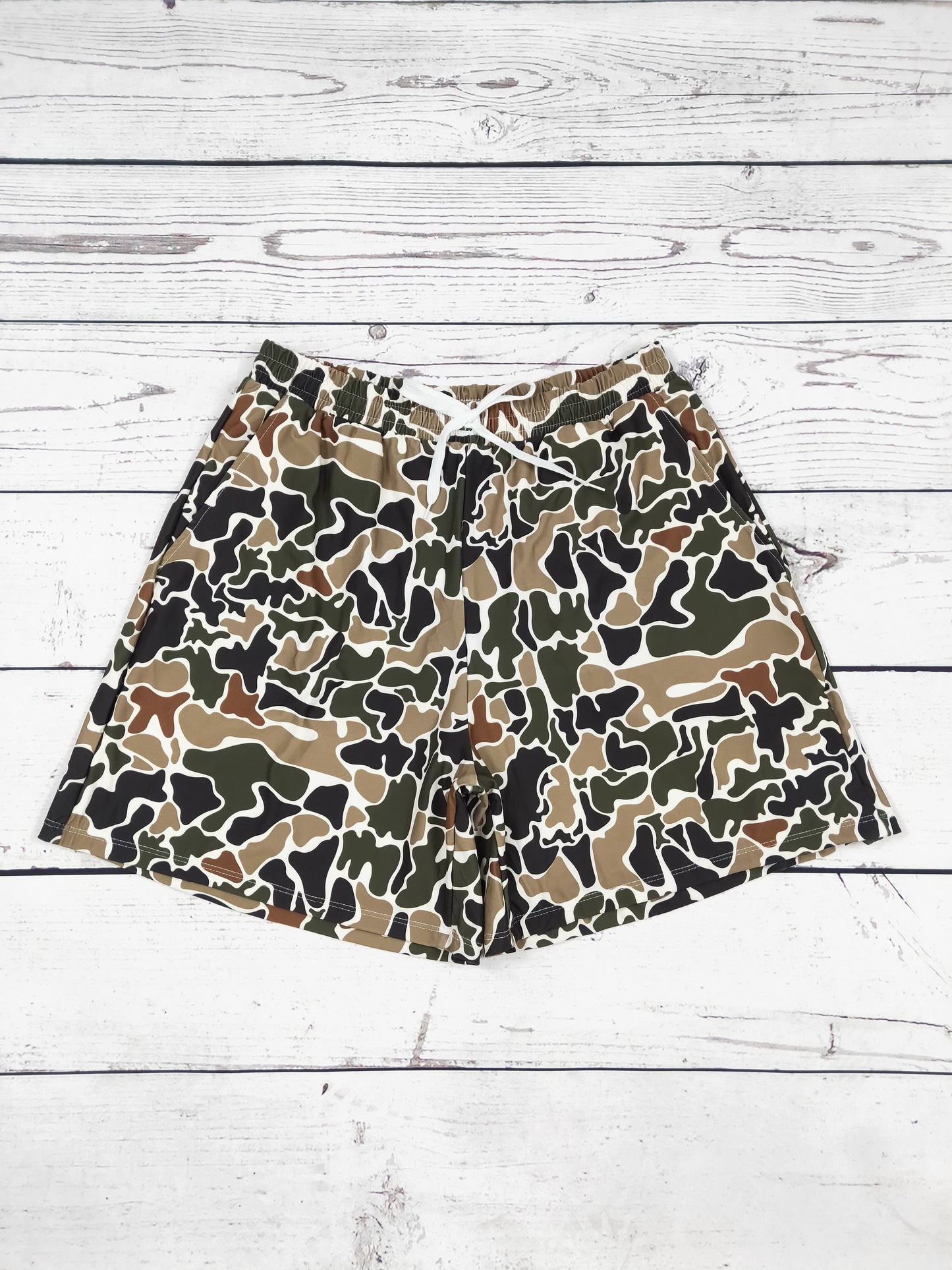 Men Retro Camouflage Printed Swim Trunks