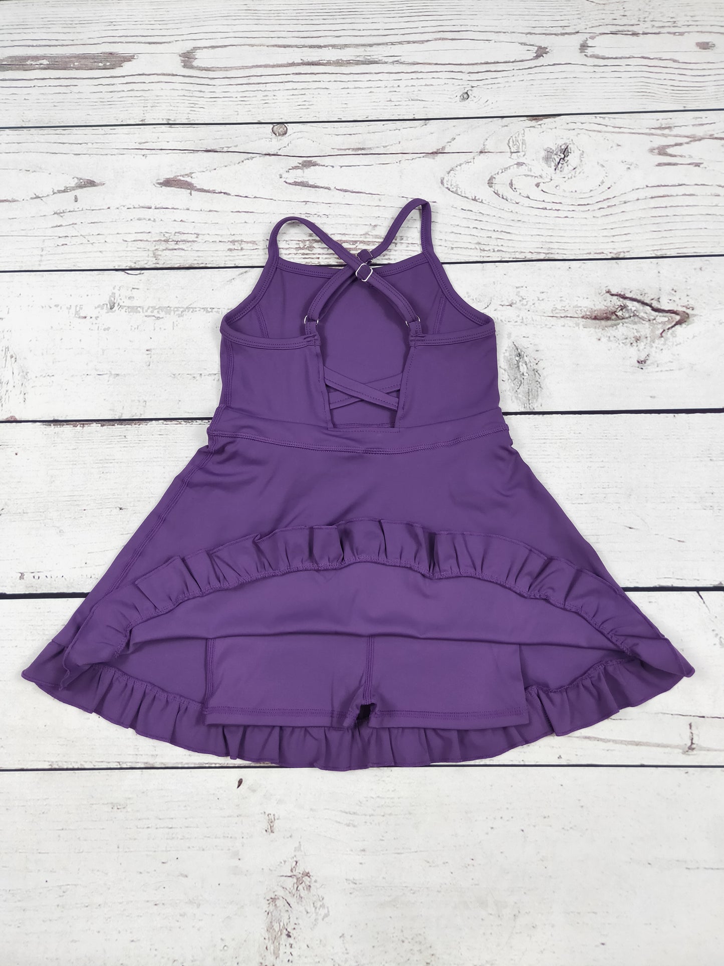 Purple Girls Athletic Dress with Ruffle