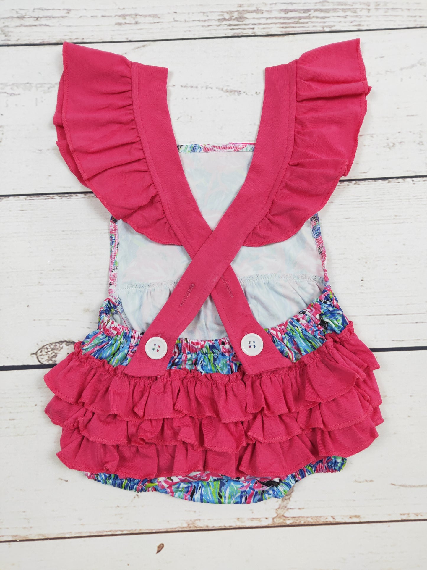 Baby Girls Flamingo Printed Ruffle Bubbles