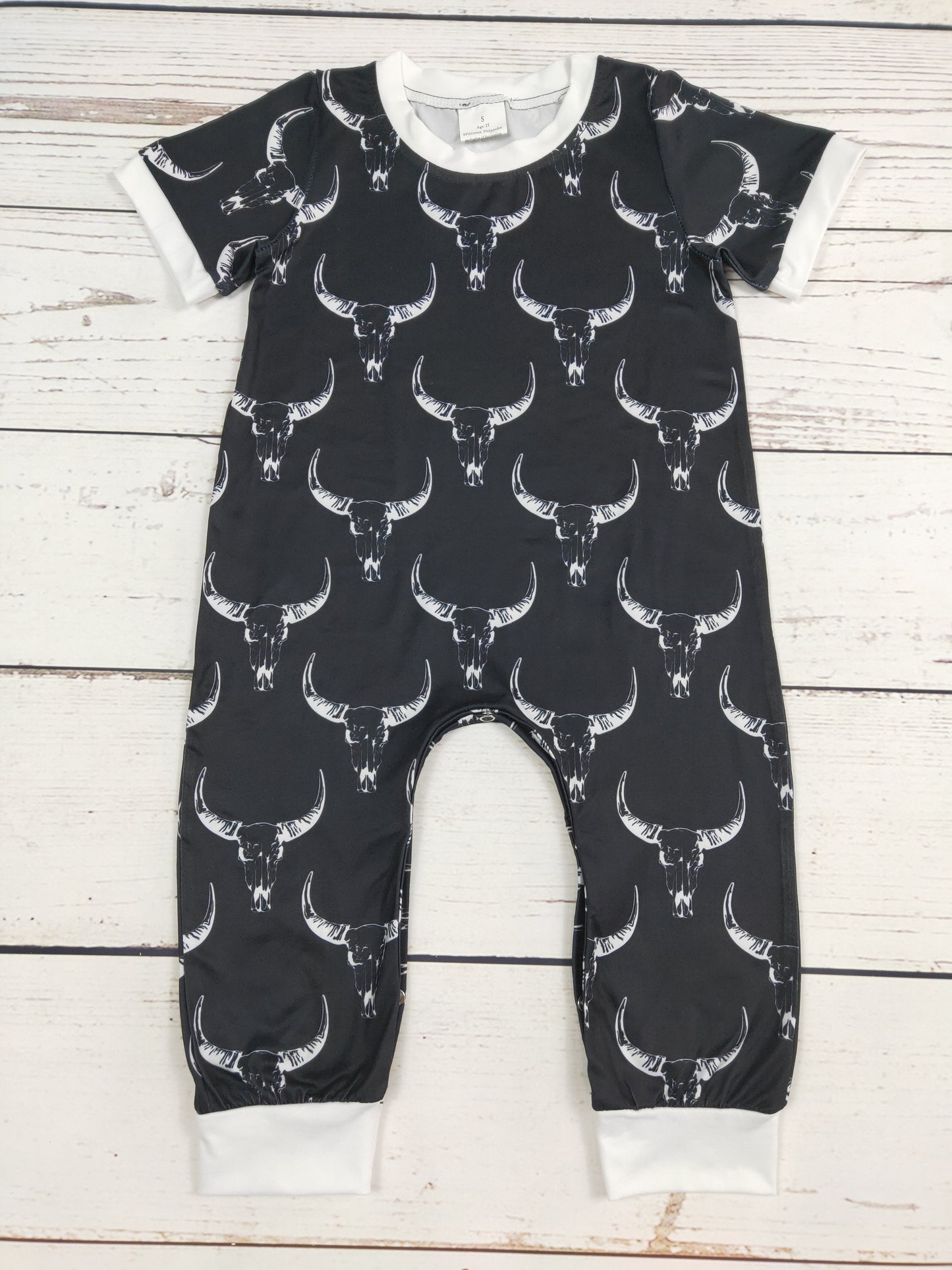 Baby Boys Black Cows Romper
