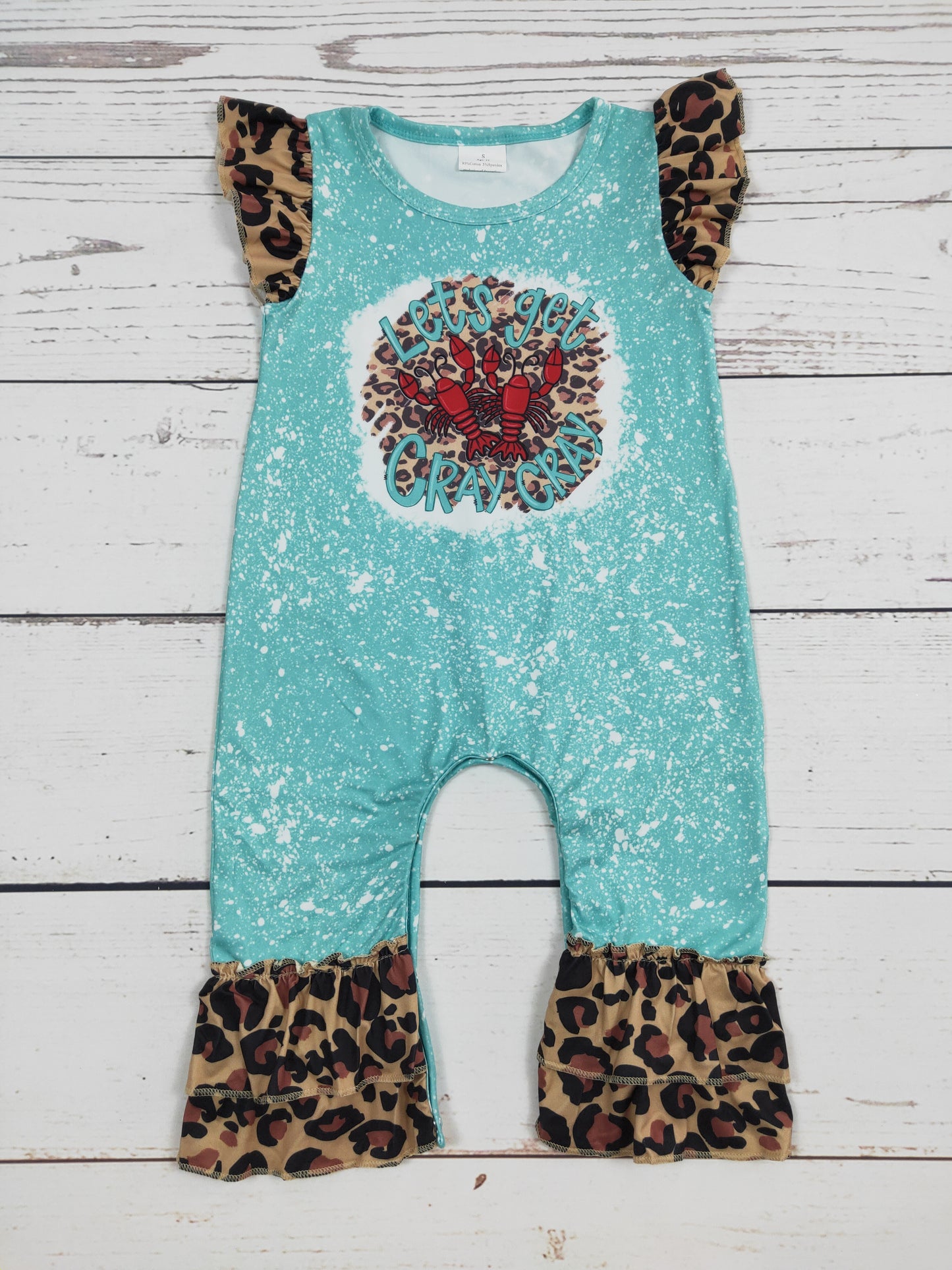 Leopard Let's Get Cray Crawfish Girls Romper