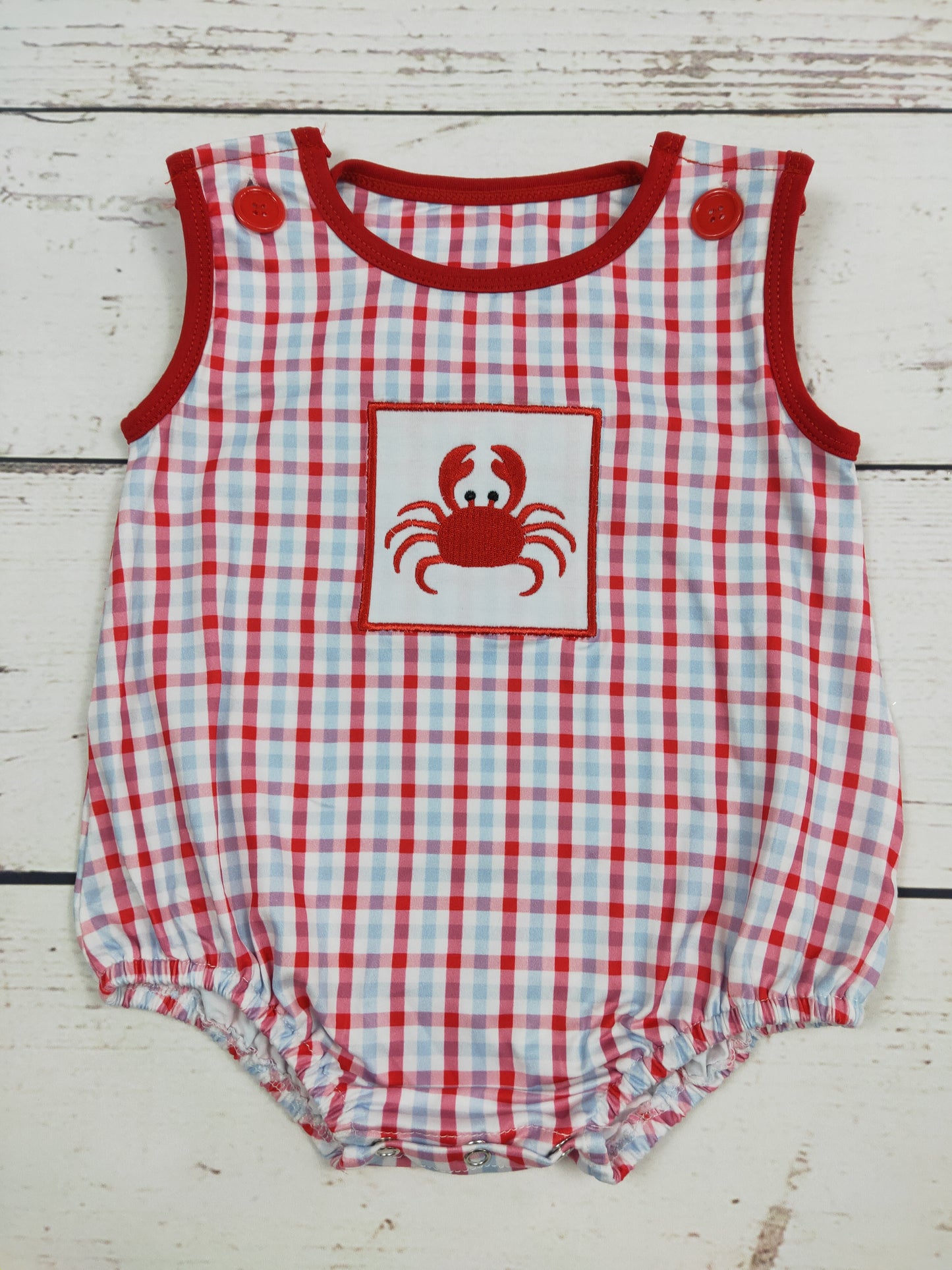 Crab Appliqué Baby Boys Summer Bubble