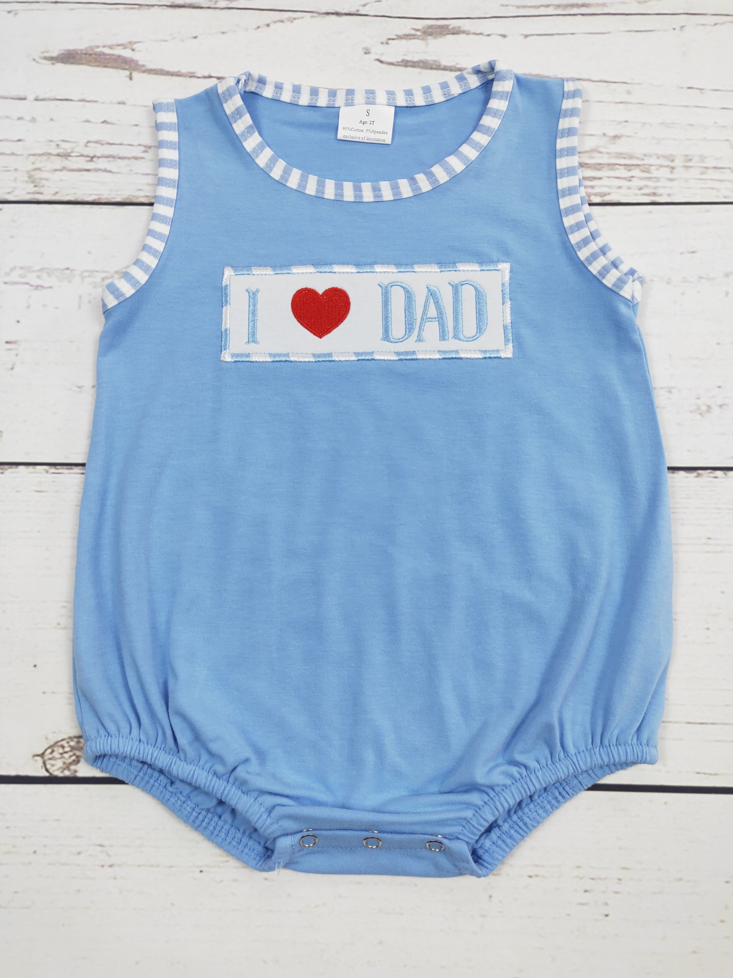 I Love DAD Appliqué Cotton Baby Boys Romper