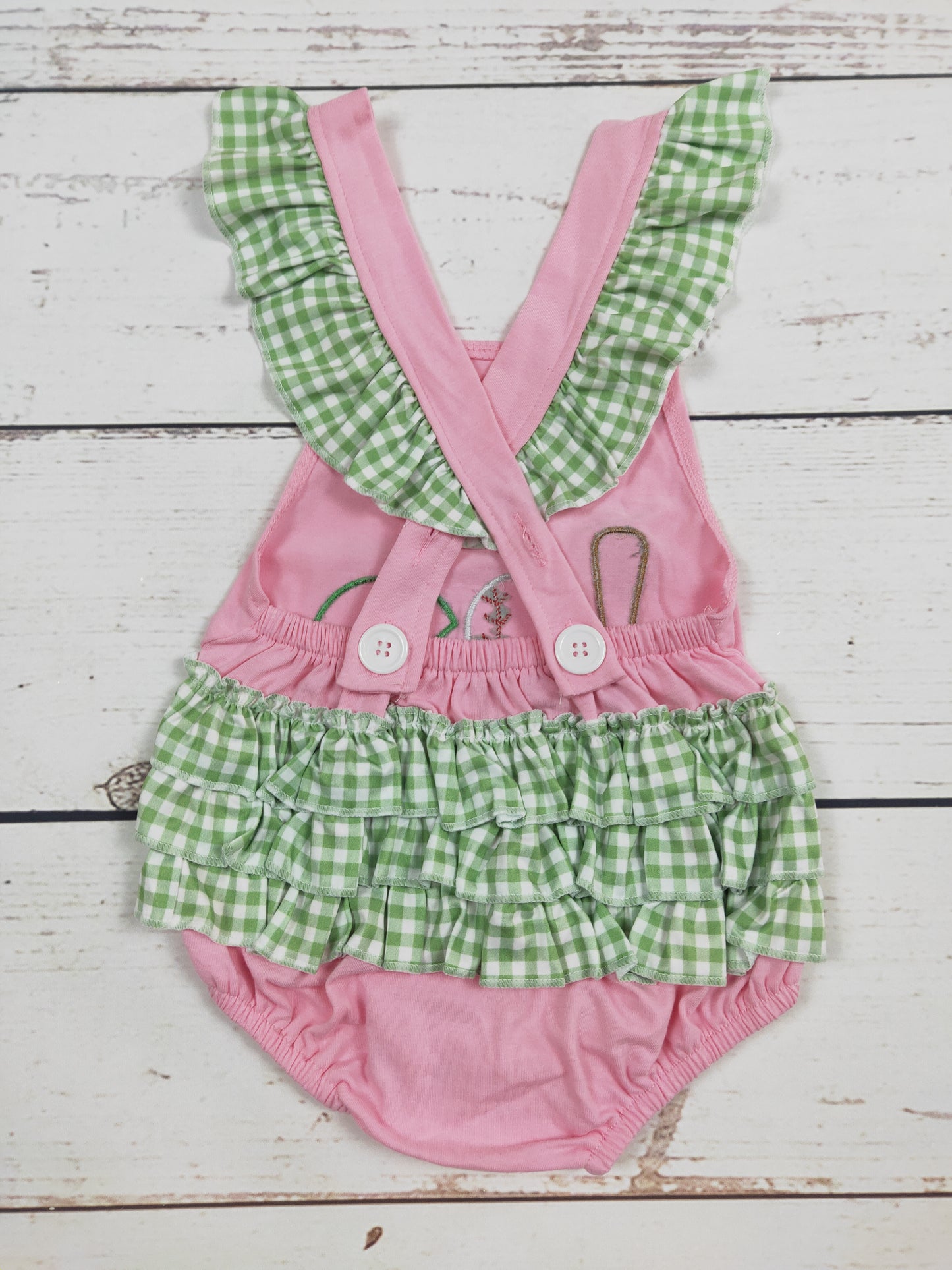 Pink Baseball Appliqué Girls Bubble With Ruffle