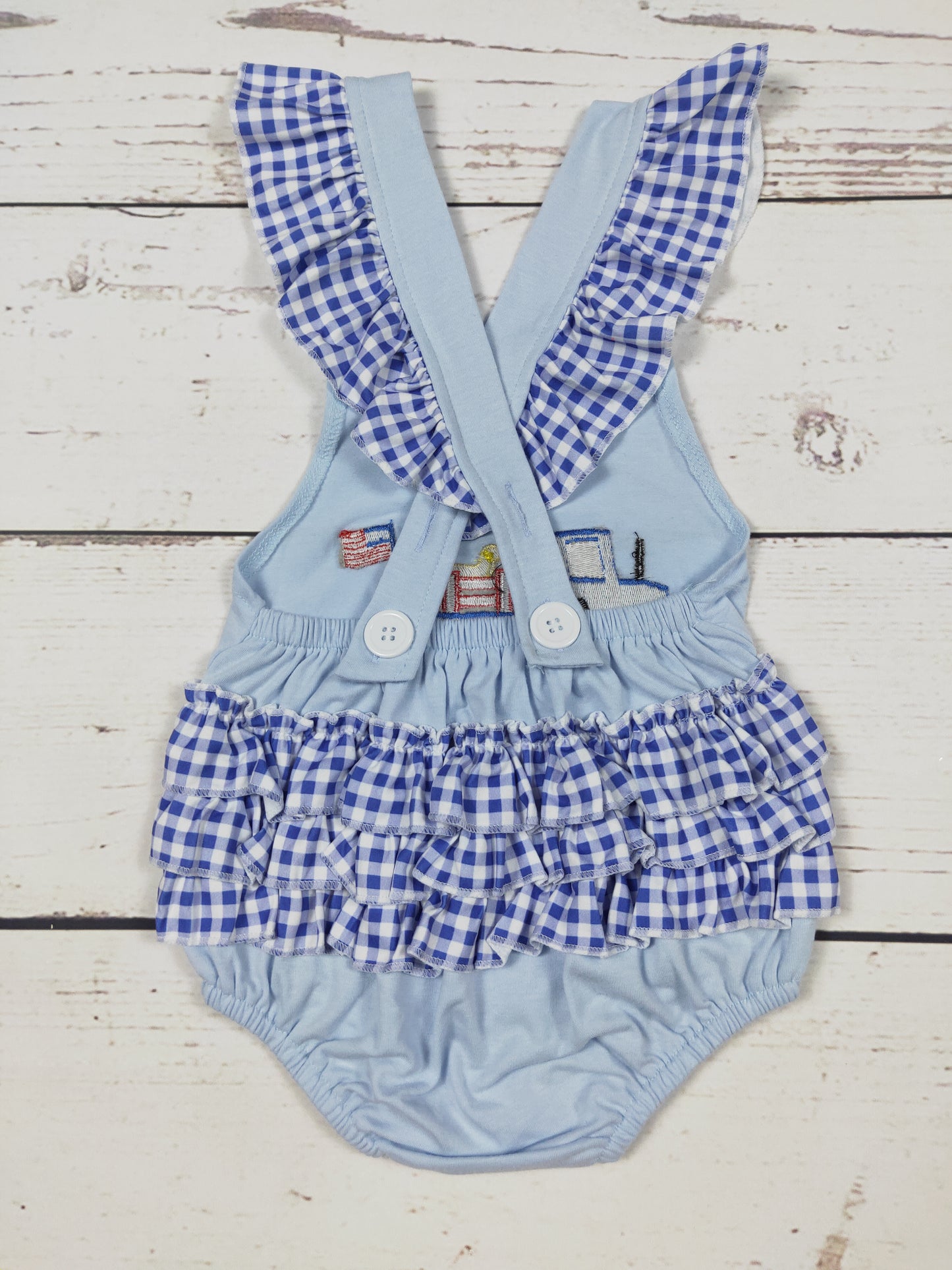 Baby Girl Truck Appliqué 4th of July Bubble