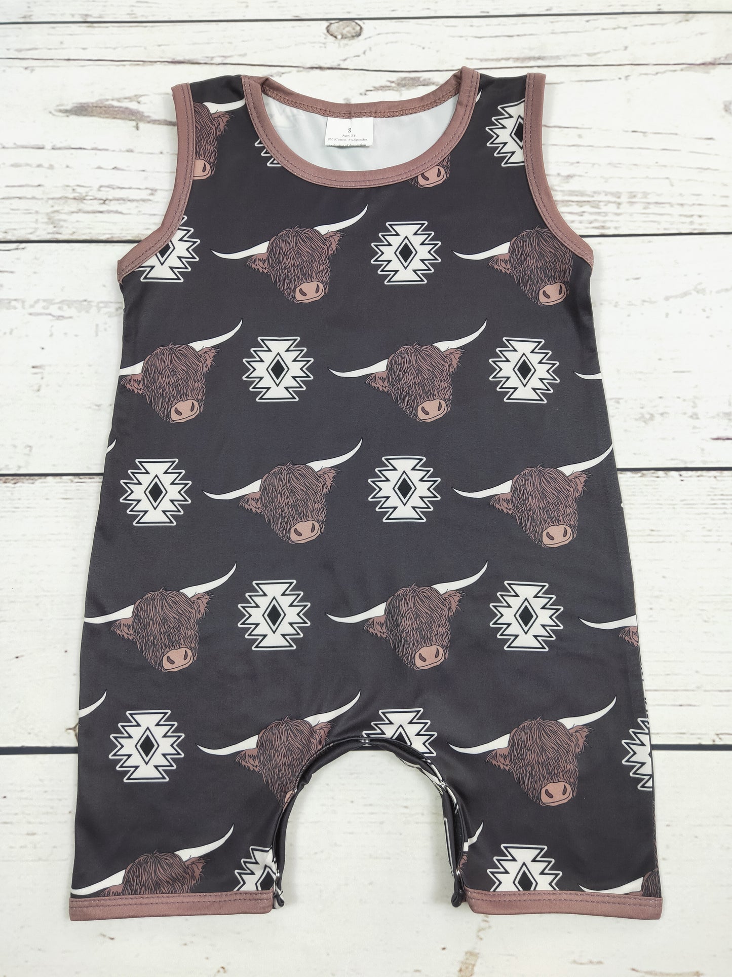 Cows Aztec Baby Boy Western Romper
