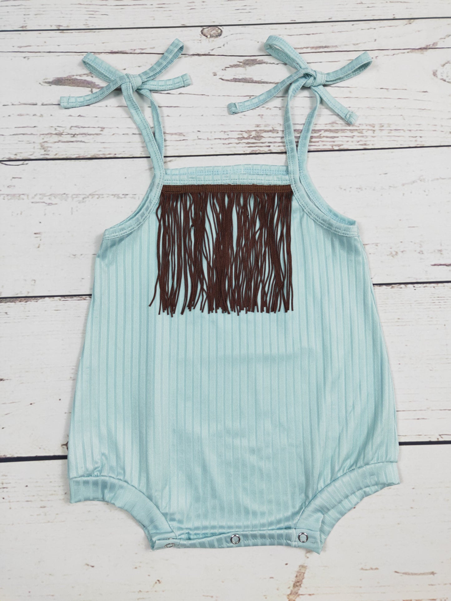Fringe Ribbed Baby Summer Onesie