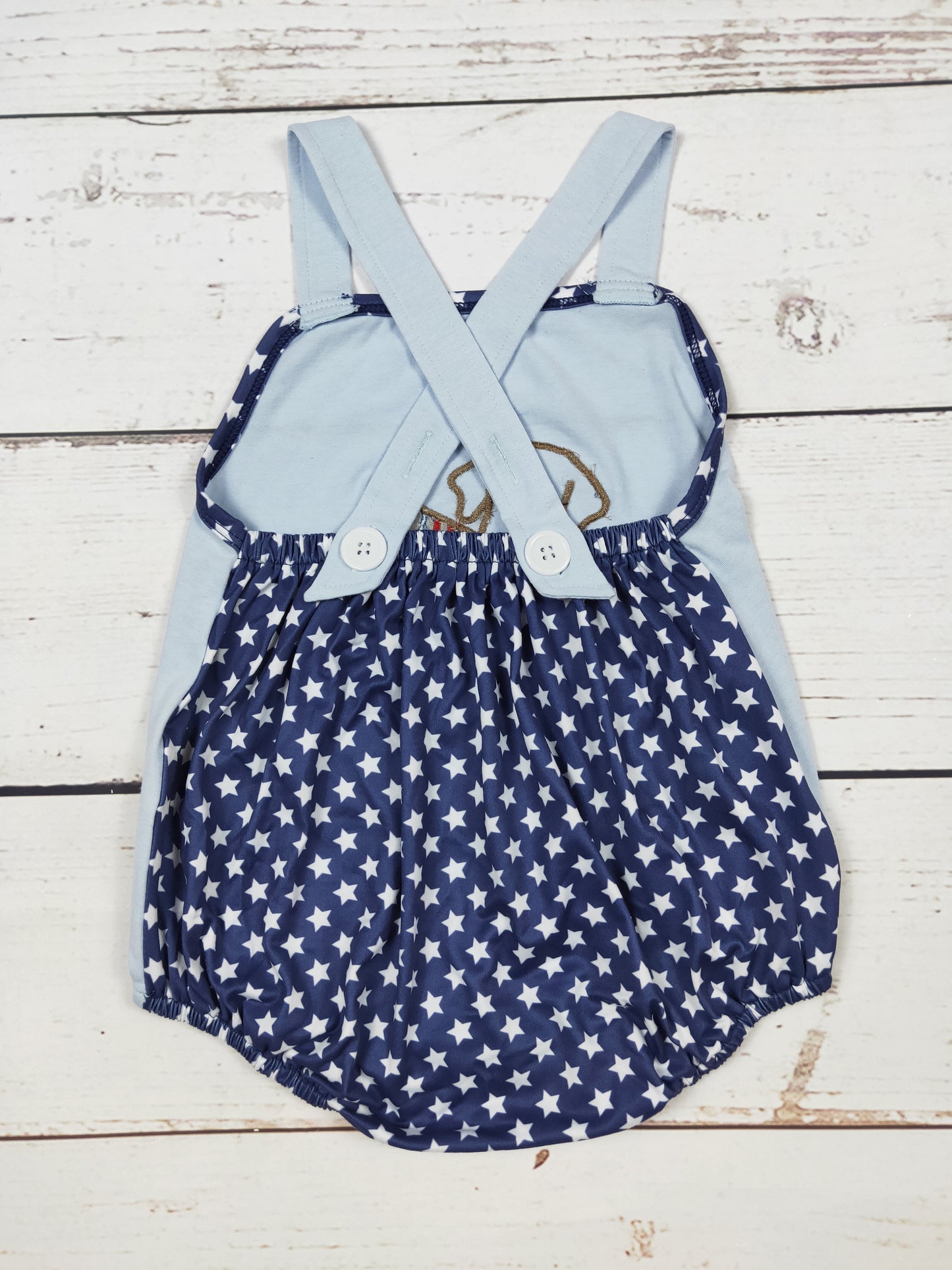 Baby Boy Dog Appliqué Patriotic Bubble