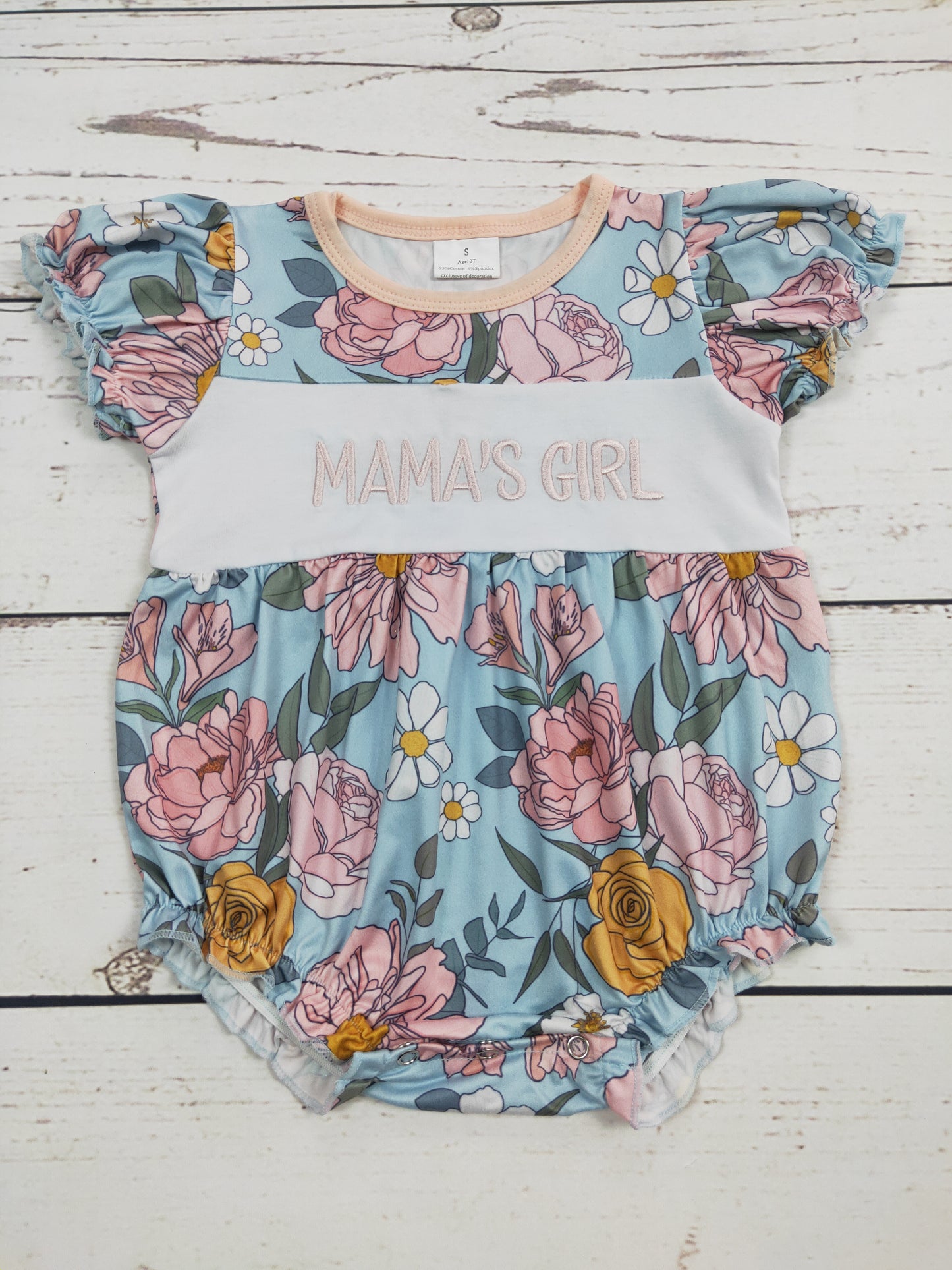 MAMA'S GIRL Appliqué Flower Baby Onesie