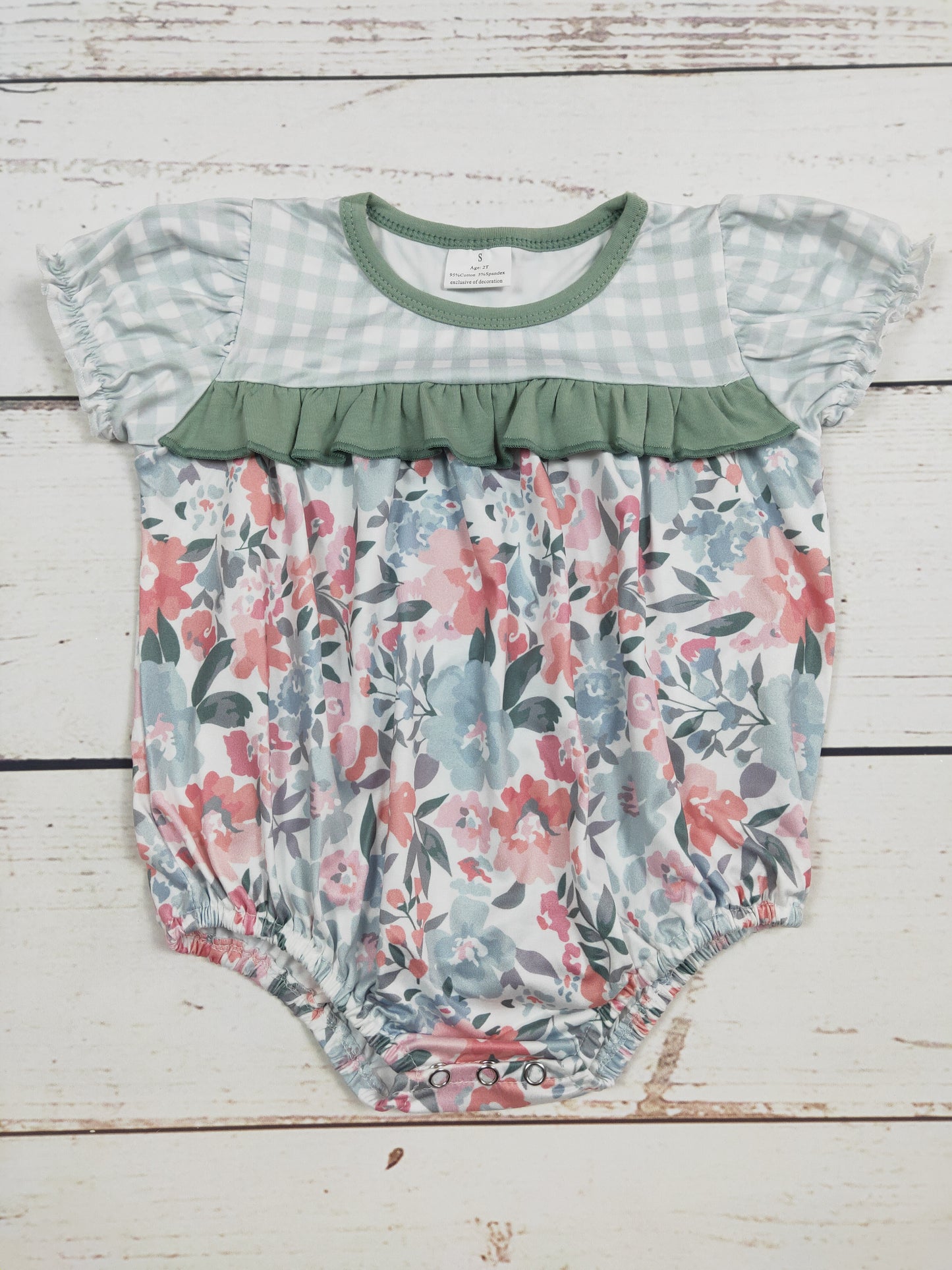 Plaid Ruffle Flower Baby Bubble