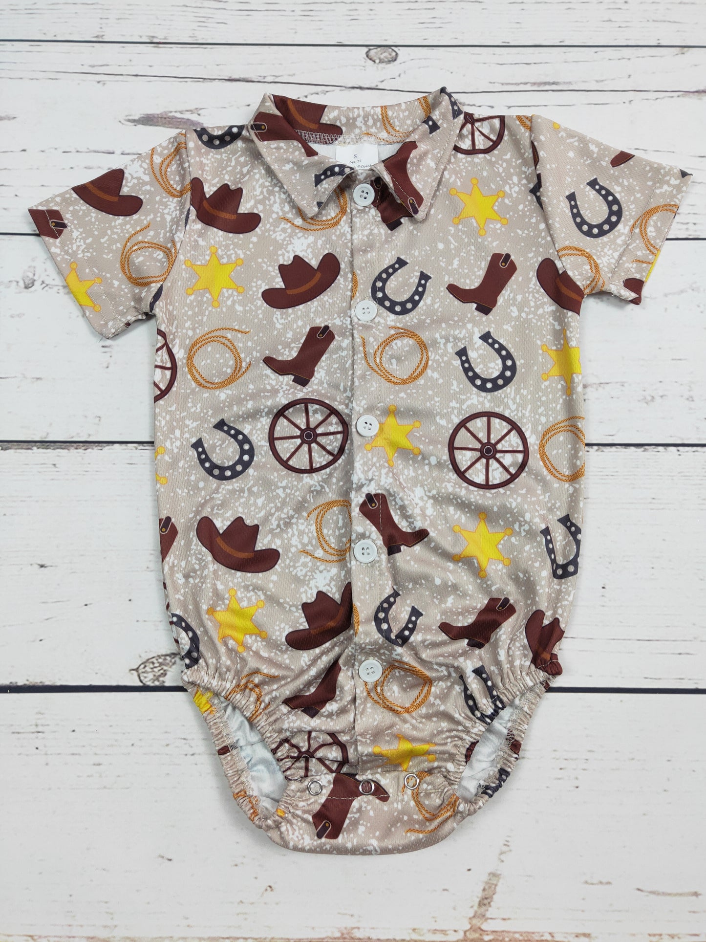Baby Boy Boots Western Romper