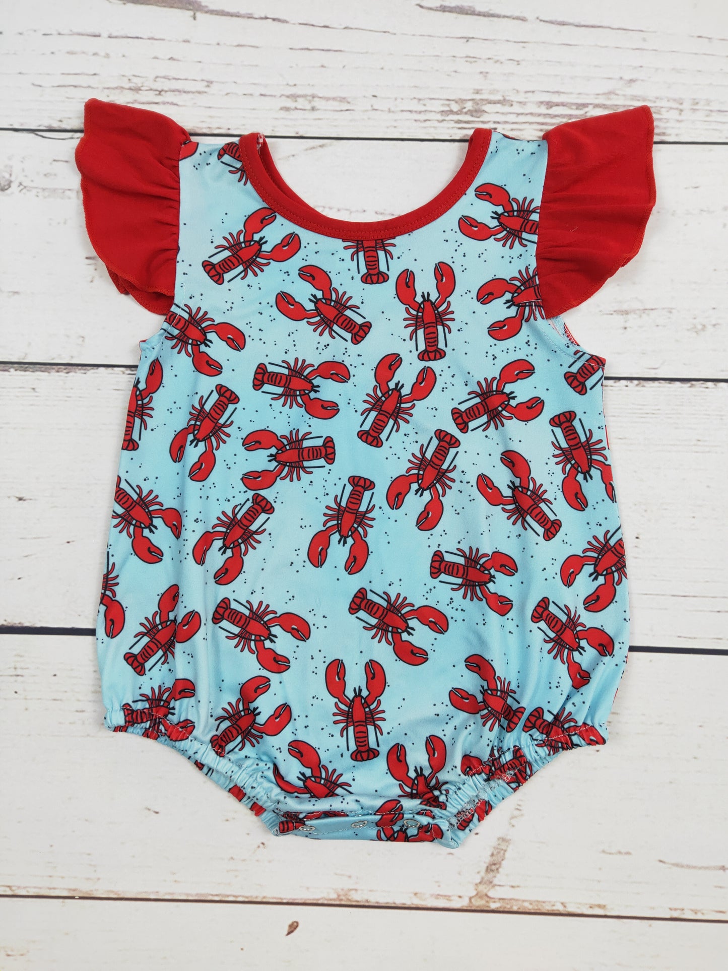 Crawfish Printed Baby Girls Bubble